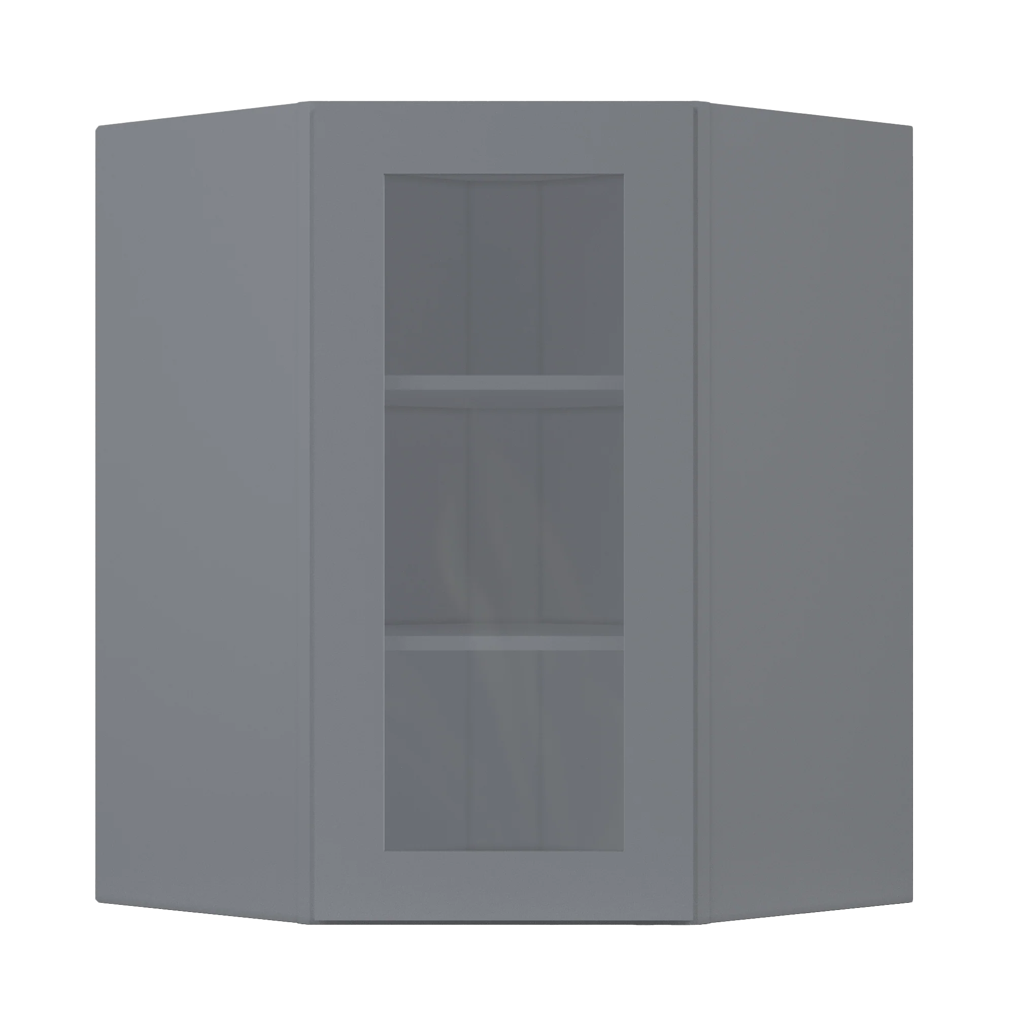 Frosted Glass Diagonal Corner Wall Kitchen Cabinet DCMD2736 Colonial Gray LessCare 27 in. width 36 in. height 15 in. depth - Image 3