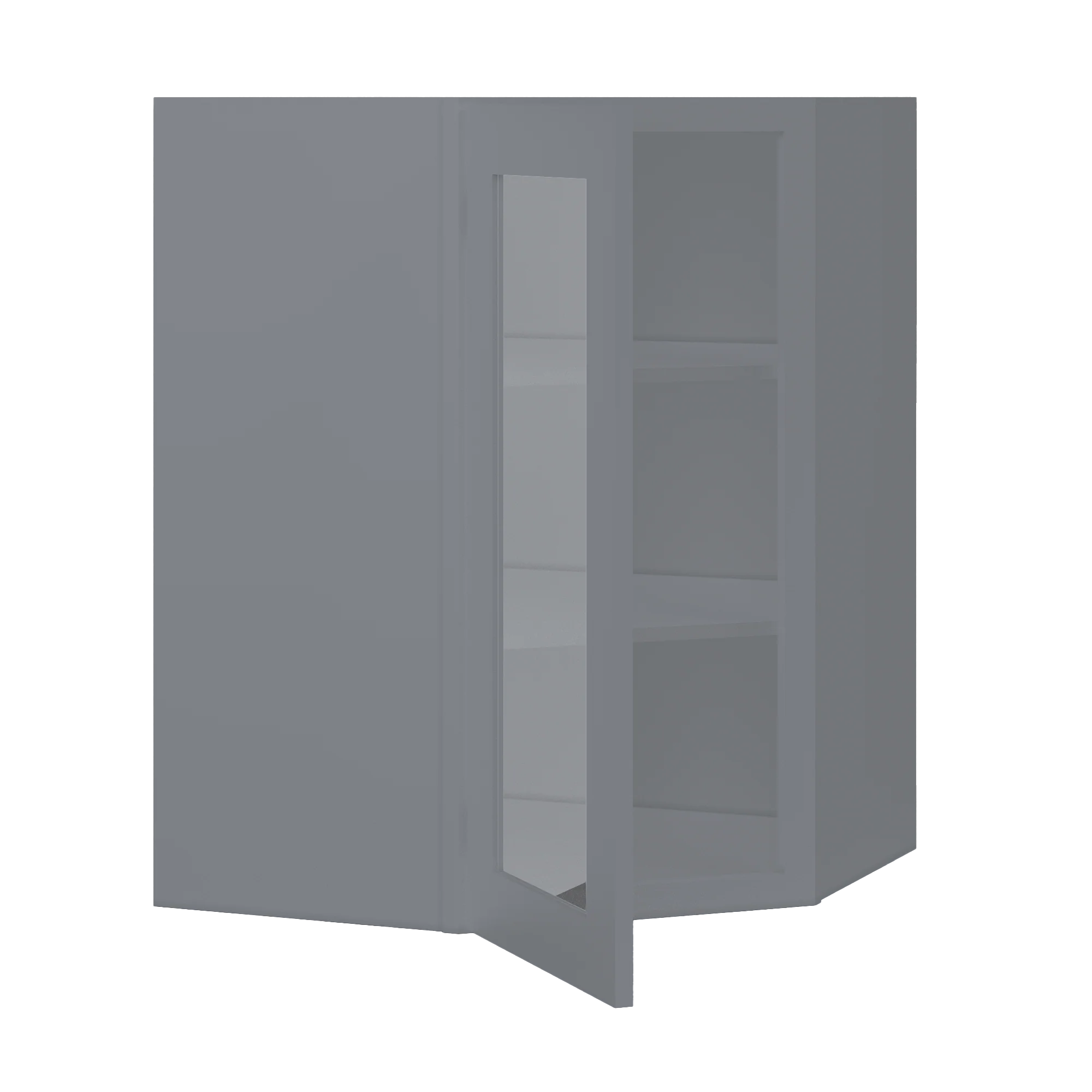 Frosted Glass Diagonal Corner Wall Kitchen Cabinet DCMD2736 Colonial Gray LessCare 27 in. width 36 in. height 15 in. depth - Image 4