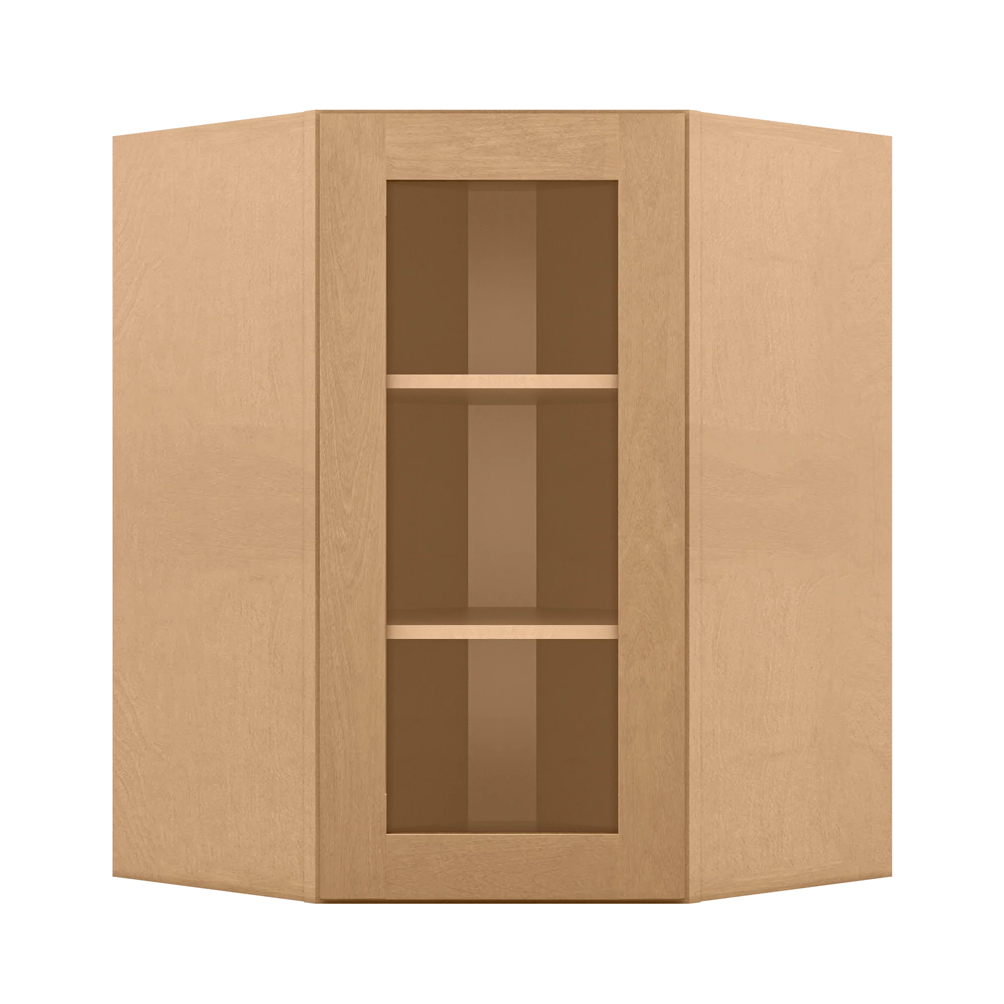 Frosted Glass Door Diagonal Corner Wall Kitchen Cabinet DCMD2736 Shaker Toffee 27 in. width 36 in. height 15 in. depth - Image 3