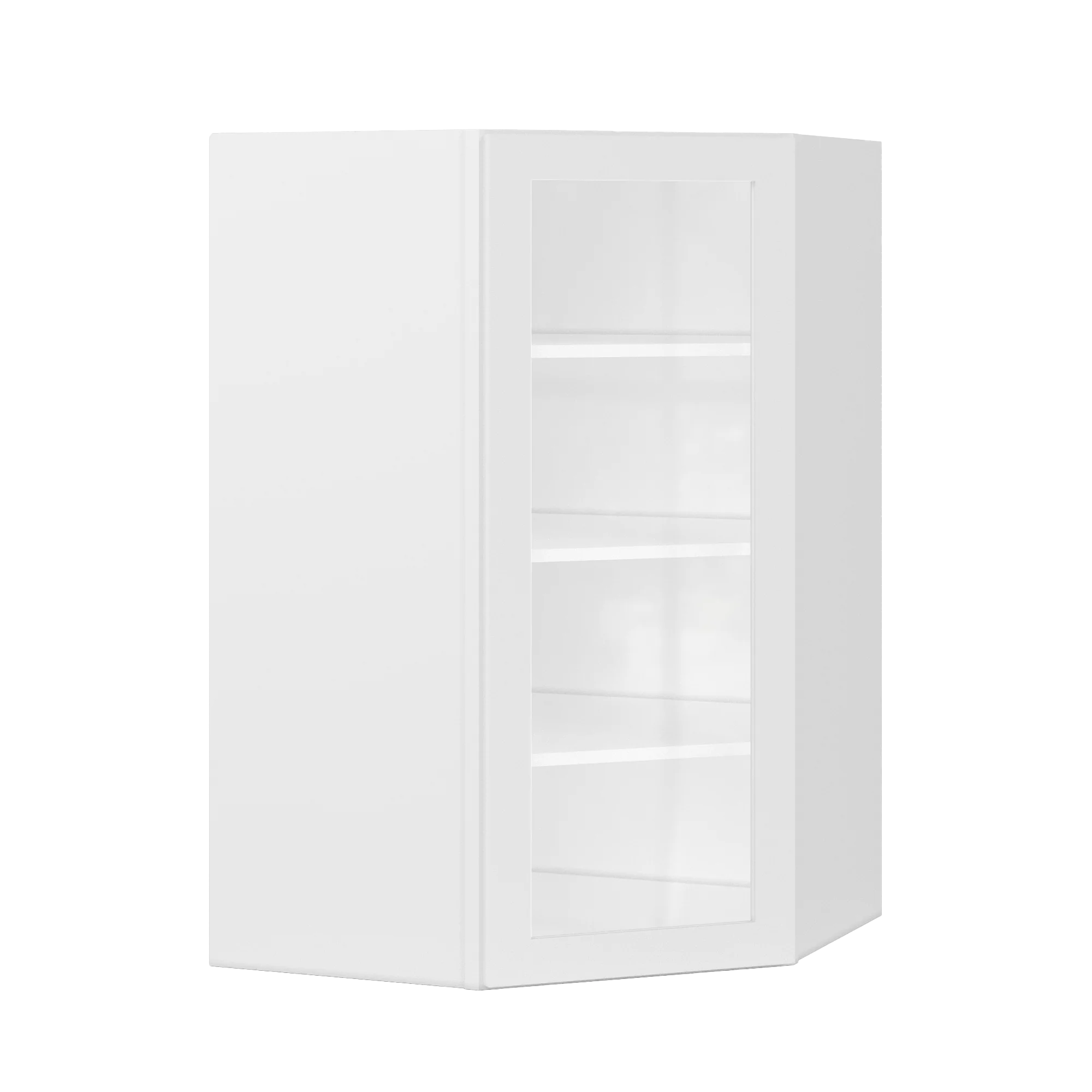 Frosted Glass Diagonal Corner Wall Kitchen Cabinet DCMD2742 Alpina White LessCare 27 in. width 42 in. height 15 in. depth - Image 2