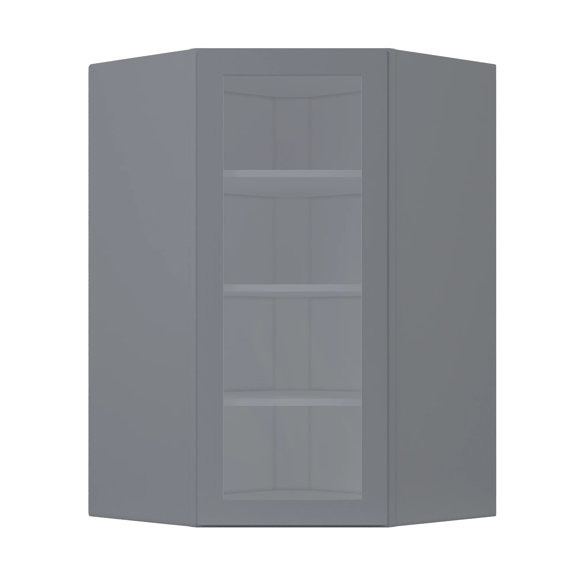 Frosted Glass Diagonal Corner Wall Kitchen Cabinet DCMD2742 Colonial Gray LessCare 27 in. width 42 in. height 15 in. depth - Image 3