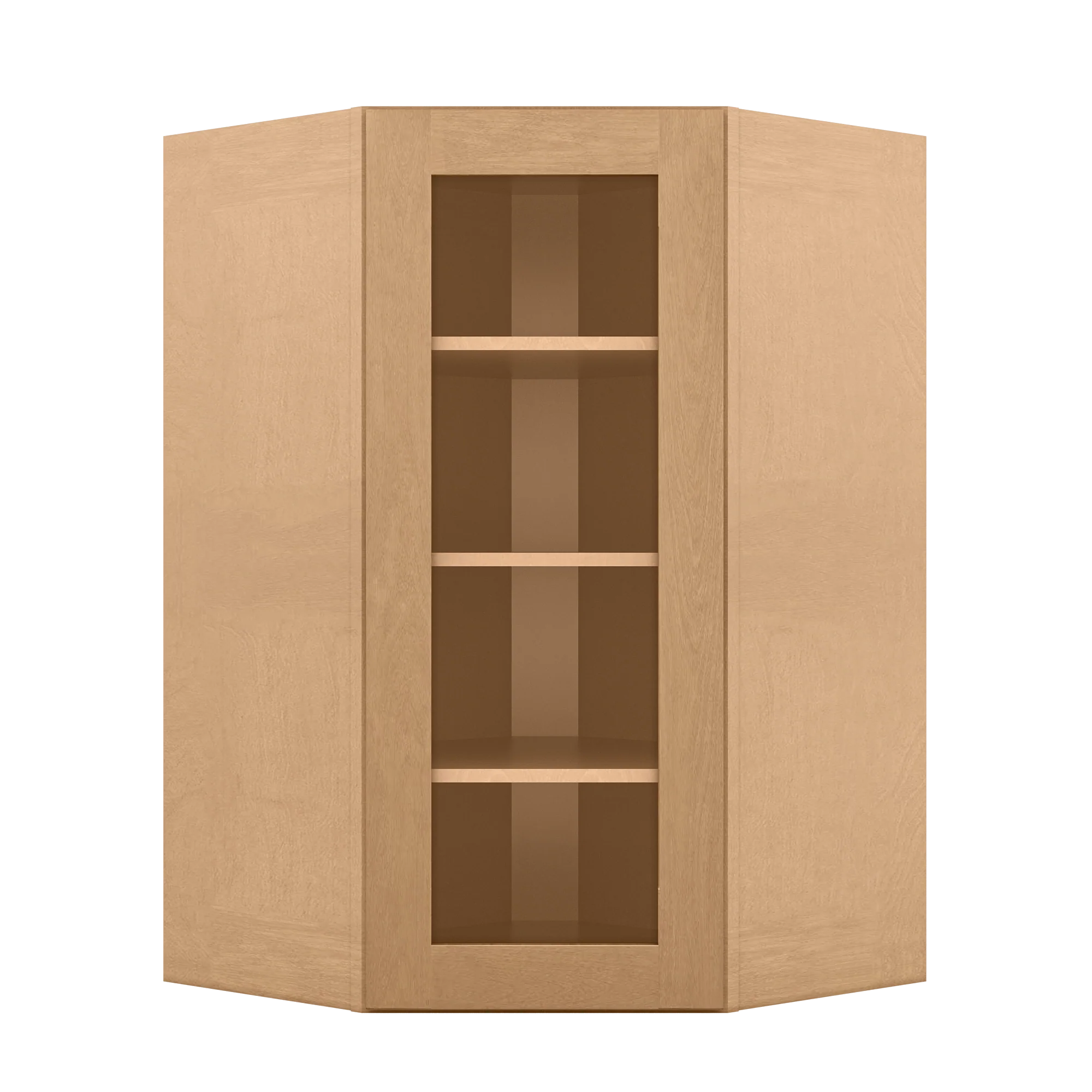 Frosted Glass Door Diagonal Corner Wall Kitchen Cabinet DCMD2742 Shaker Toffee 27 in. width 42 in. height 15 in. depth - Image 3