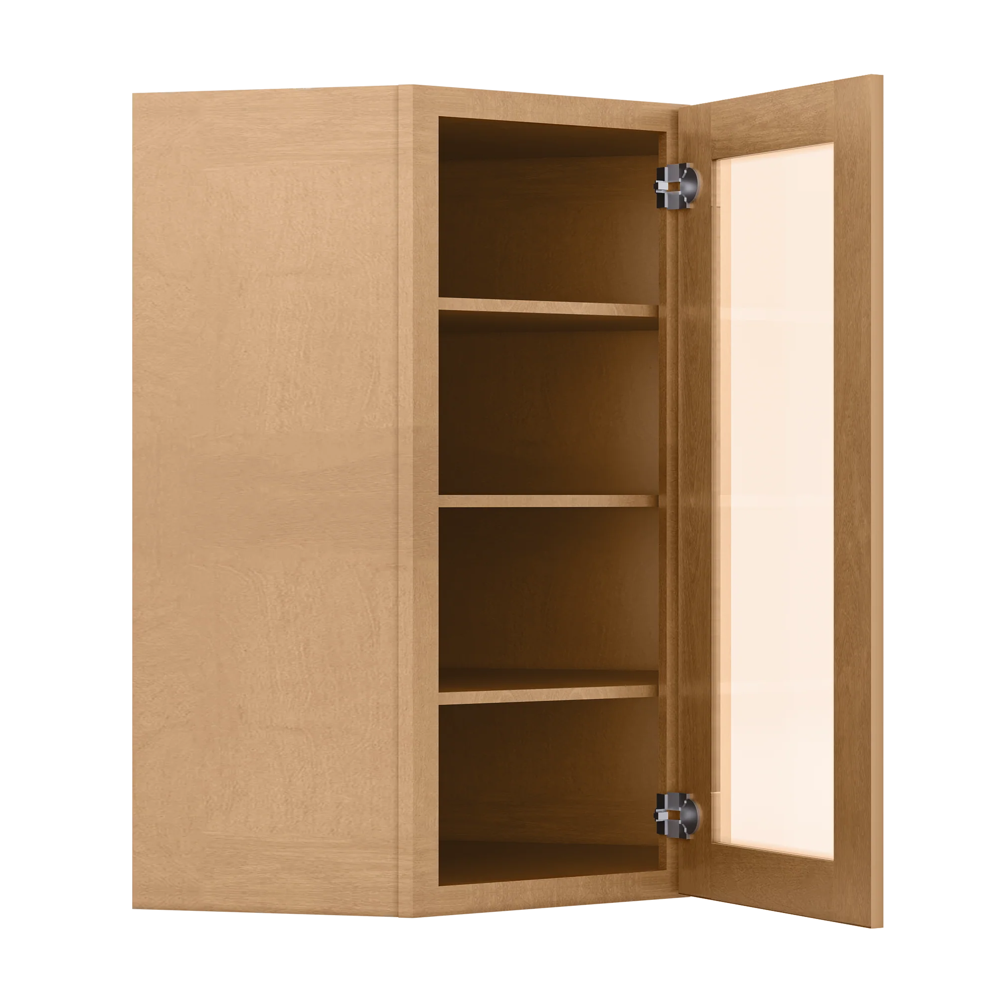 Frosted Glass Door Diagonal Corner Wall Kitchen Cabinet DCMD2742 Shaker Toffee 27 in. width 42 in. height 15 in. depth - Image 4