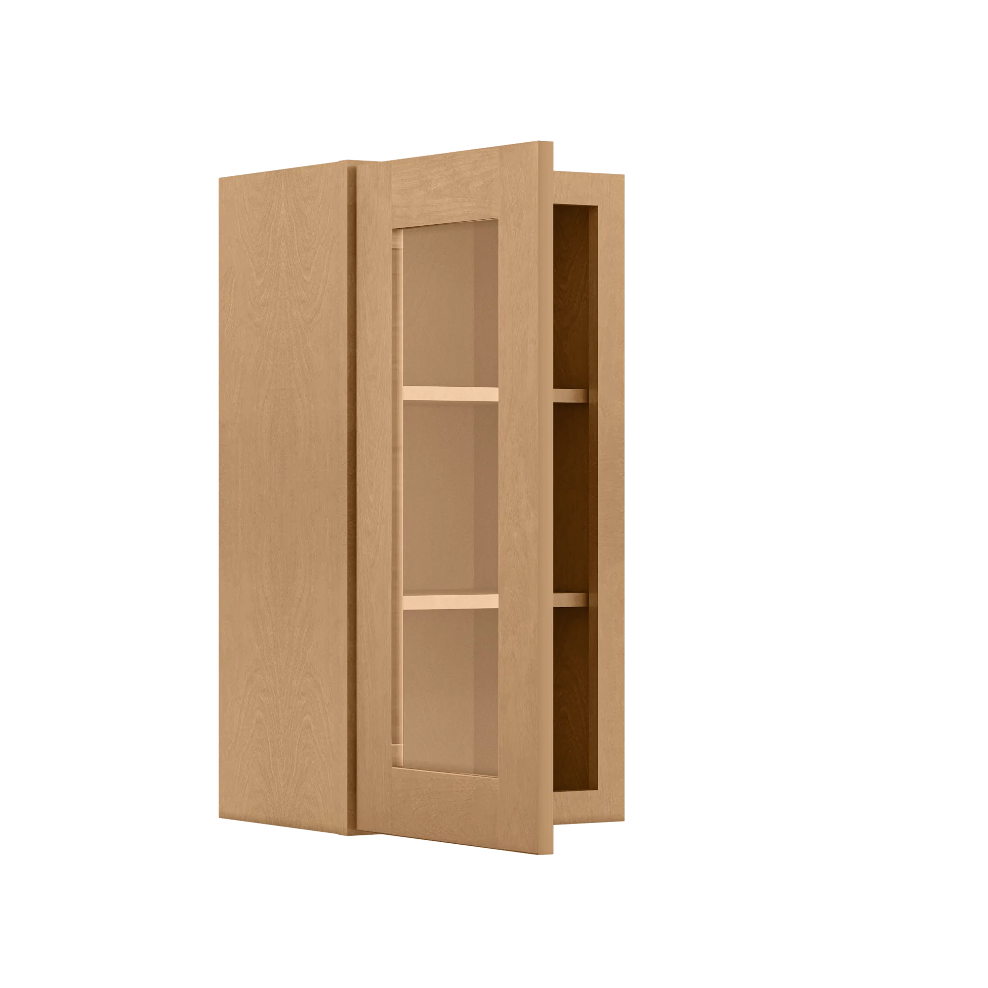 Frosted Glass Door Wall Kitchen Cabinet WMD1530 Shaker Toffee 15 in. width 30 in. height 12 in. depth - Image 4