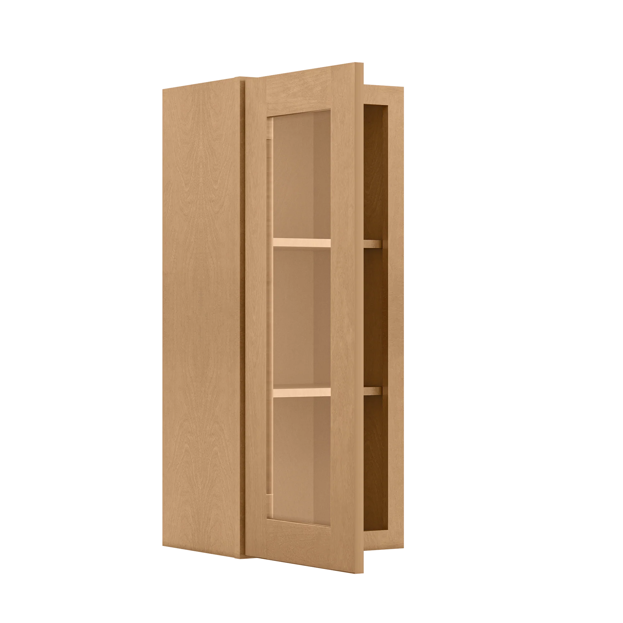 Frosted Glass Door Wall Kitchen Cabinet WMD1536 Shaker Toffee 15 in. width 36 in. height 12 in. depth - Image 4