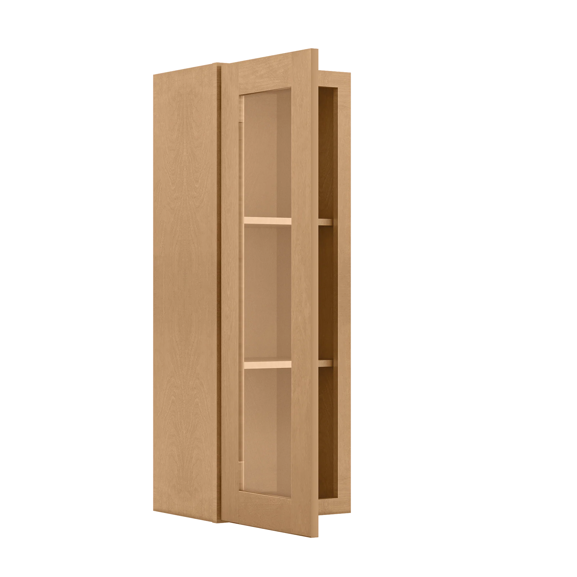 Frosted Glass Door Wall Kitchen Cabinet WMD1542 Shaker Toffee 15 in. width 42 in. height 12 in. depth - Image 4