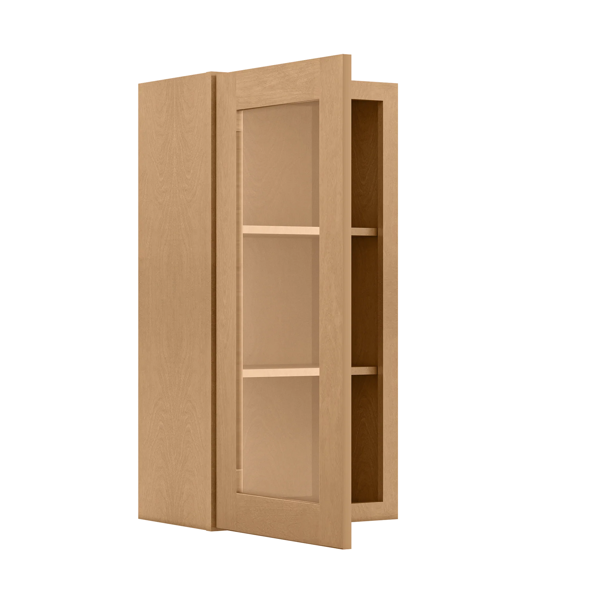 Frosted Glass Door Wall Kitchen Cabinet WMD1836 Shaker Toffee 18 in. width 36 in. height 12 in. depth - Image 4