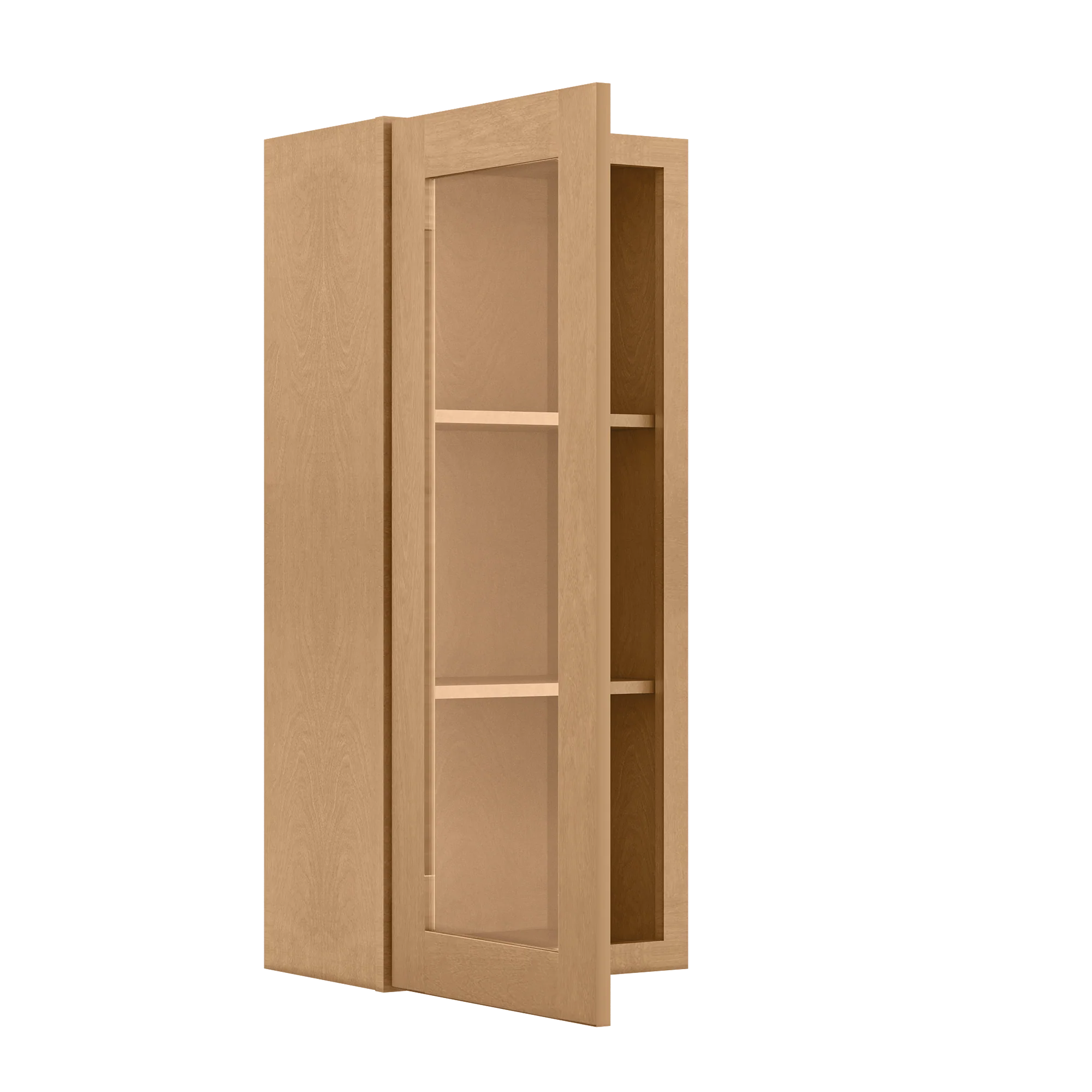 Frosted Glass Door Wall Kitchen Cabinet WMD1842 Shaker Toffee 18 in. width 42 in. height 12 in. depth - Image 4