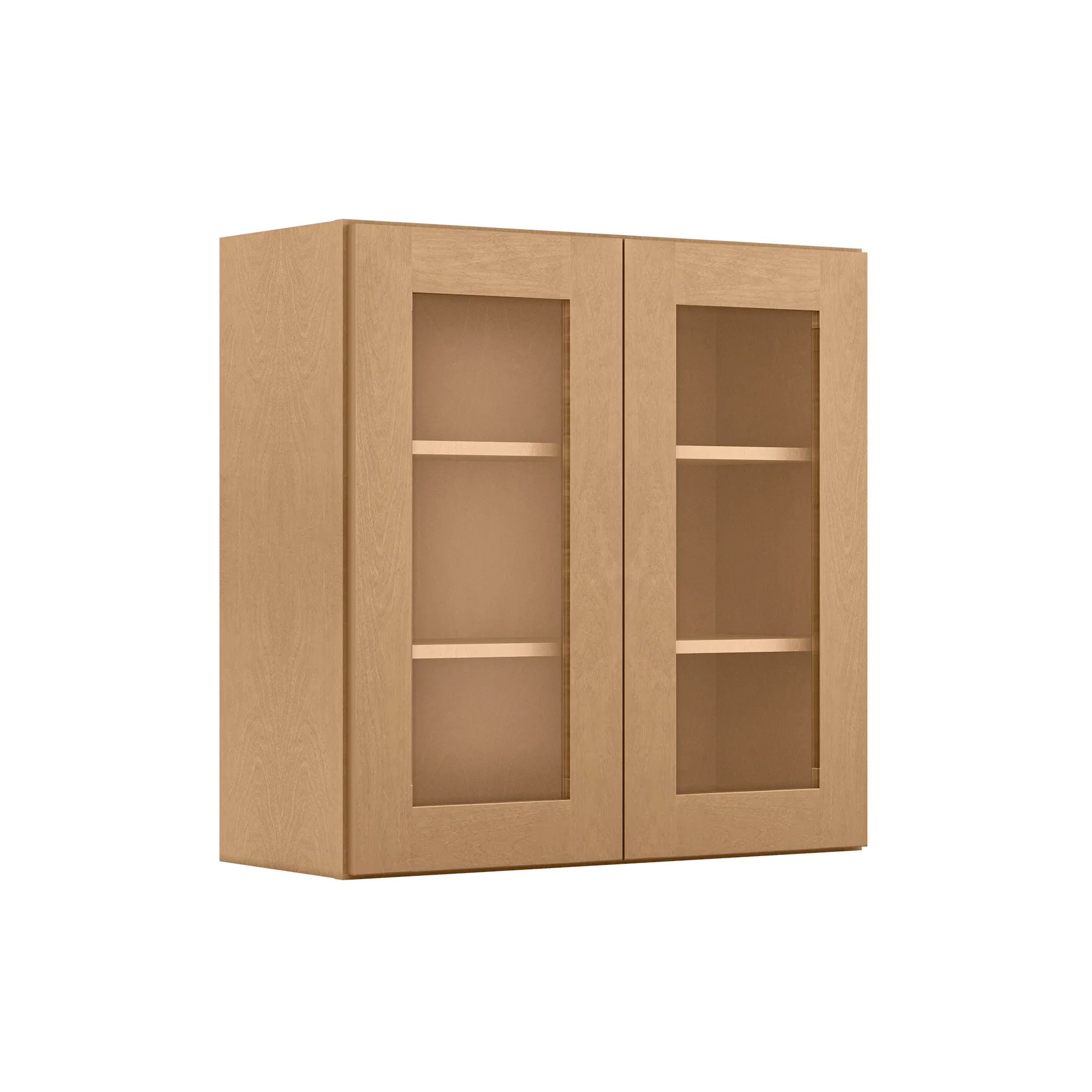 Frosted Glass Door Wall Kitchen Cabinet WMD3030 Shaker Toffee 30 in. width 30 in. height 12 in. depth - Image 2