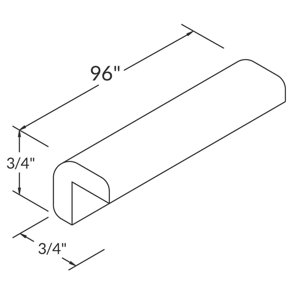 Outside Corner Molding MOC8 Colonial Gray LessCare 0.75 in. width 0.75 in. height 96 in. depth