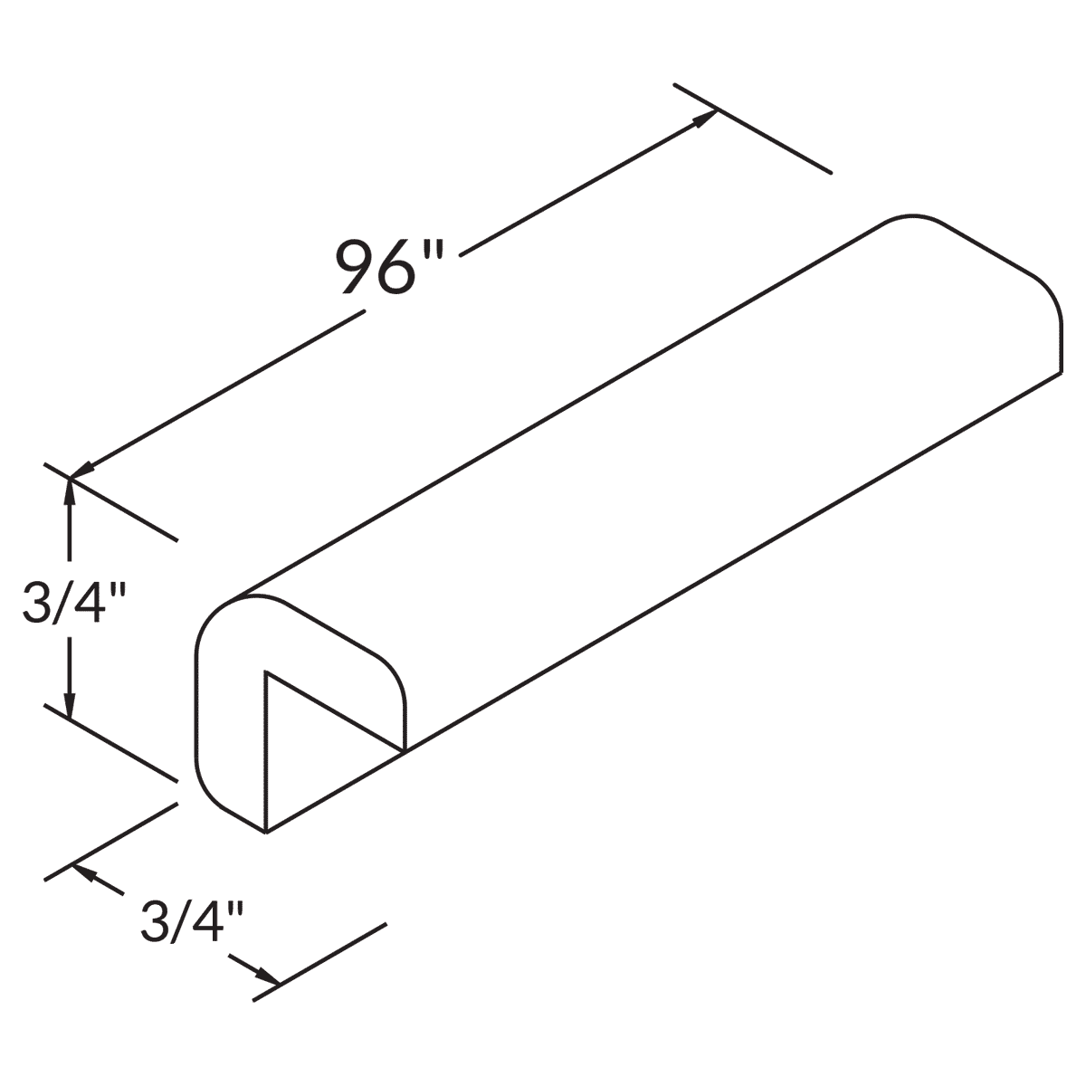 Outside Corner Molding MOC8 Milan Pearl 0.75 in. width 0.75 in. height 96 in. depth