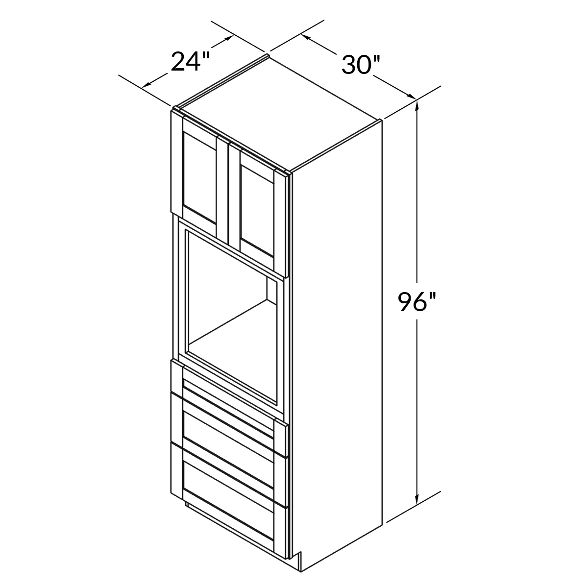 Oven Kitchen Cabinet OC3096 Newport LessCare 30 in. width 96 in. height 24 in. depth