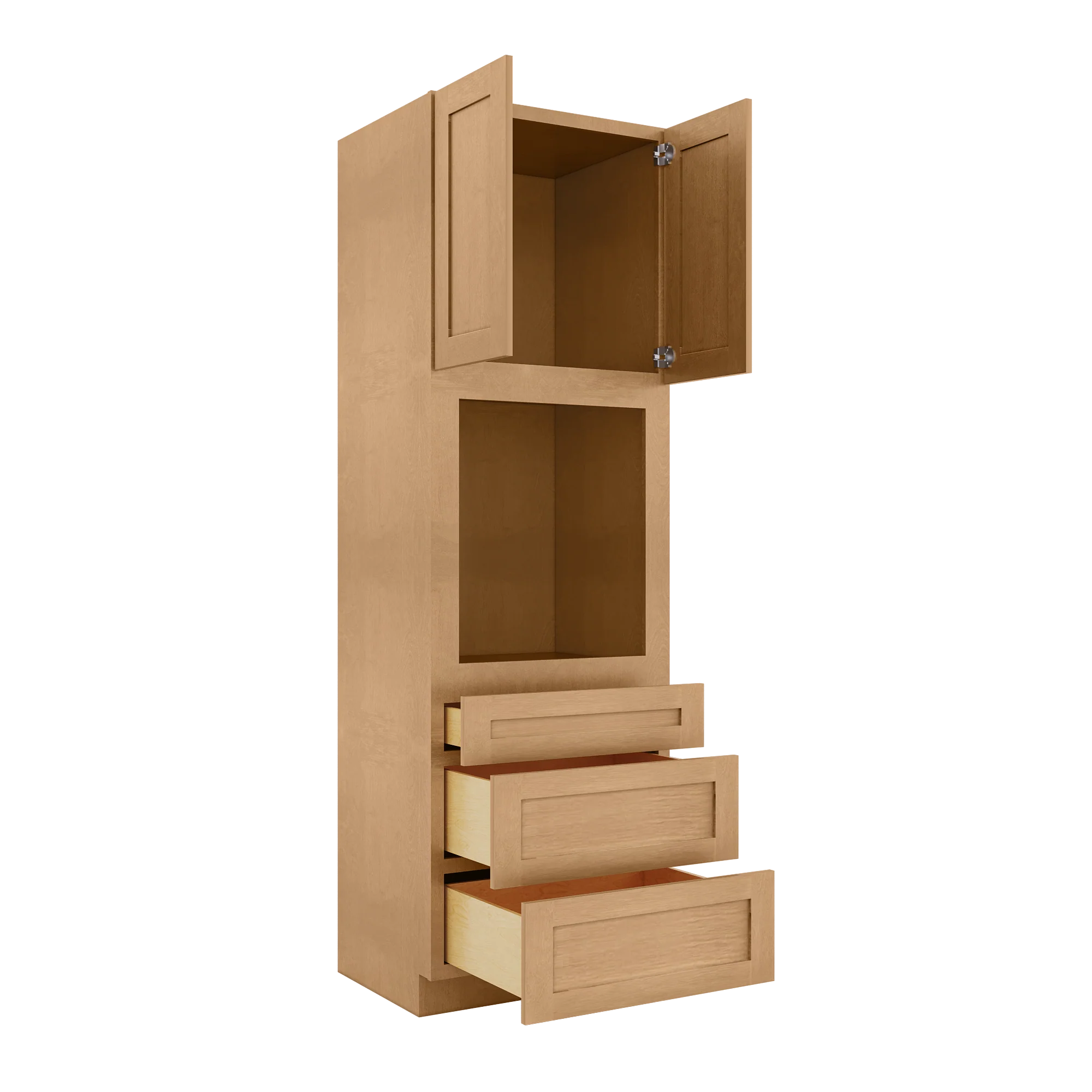 Oven Kitchen Cabinet OC3096 Shaker Toffee LessCare 30 in. width 96 in. height 24 in. depth - Image 4