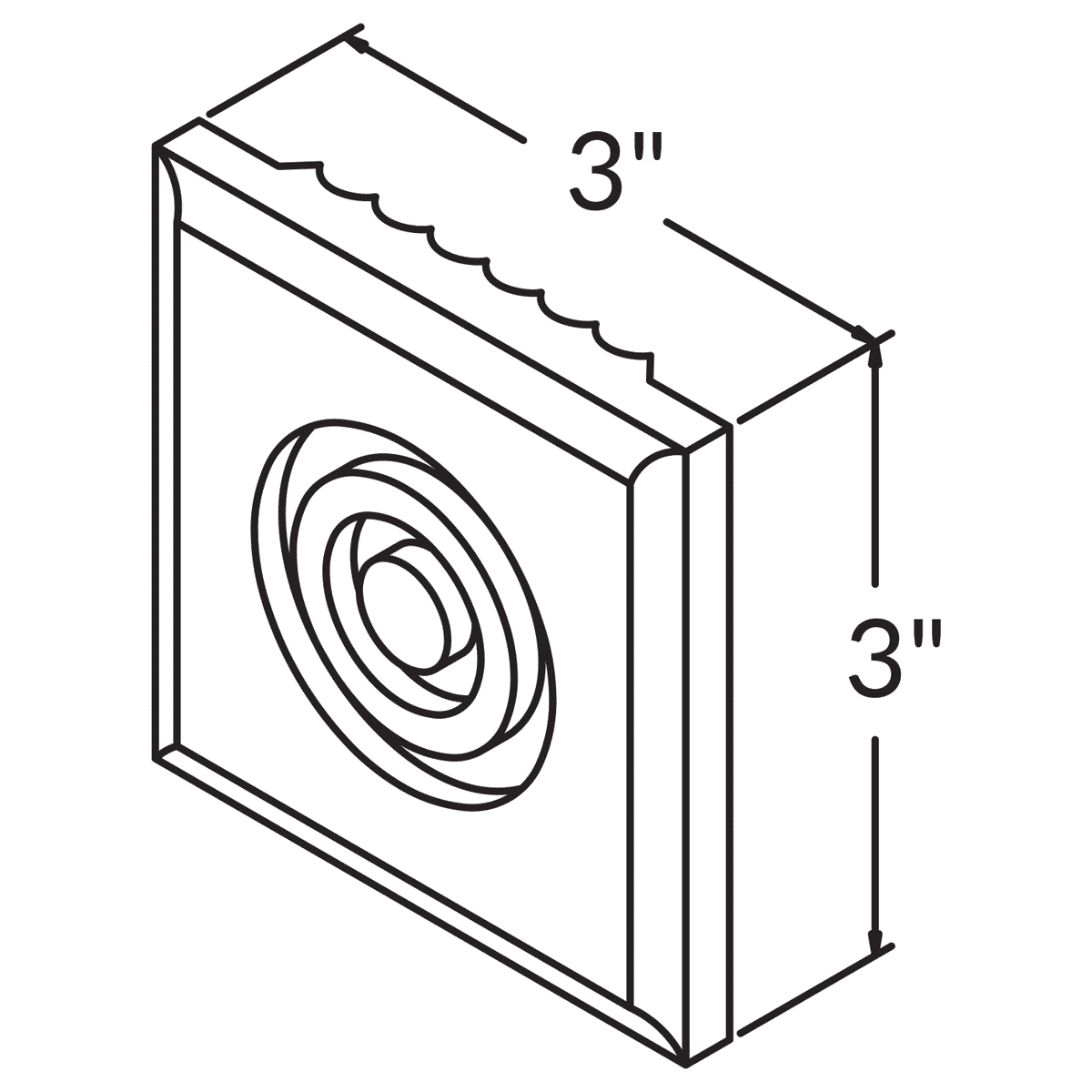 Rosette Molding FFROS3X3 Milan Pearl 3 in. width 3 in. height