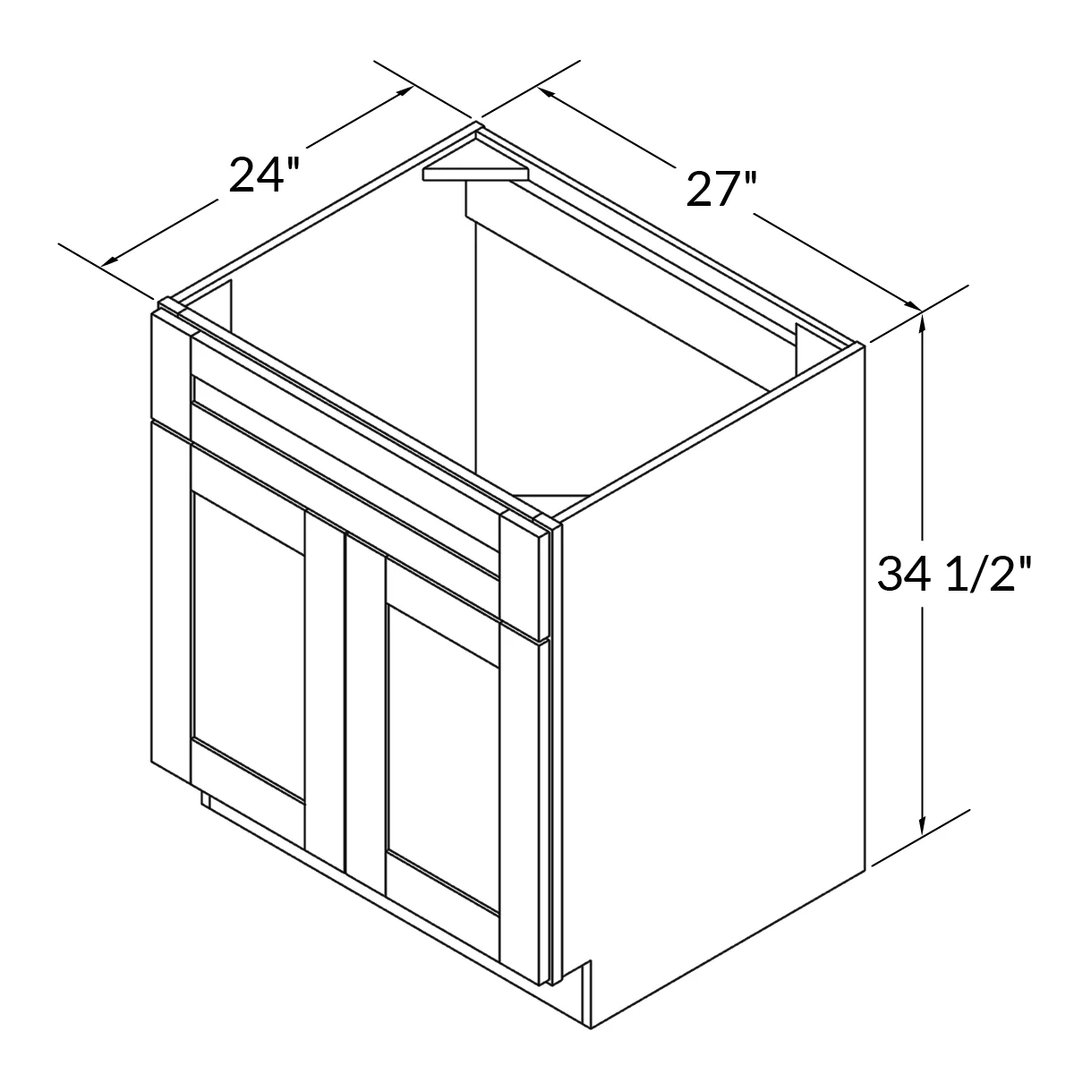 Sink Base Kitchen Cabinet SB27 Milan Pearl 27 in. width 34.5 in. height 24 in. depth