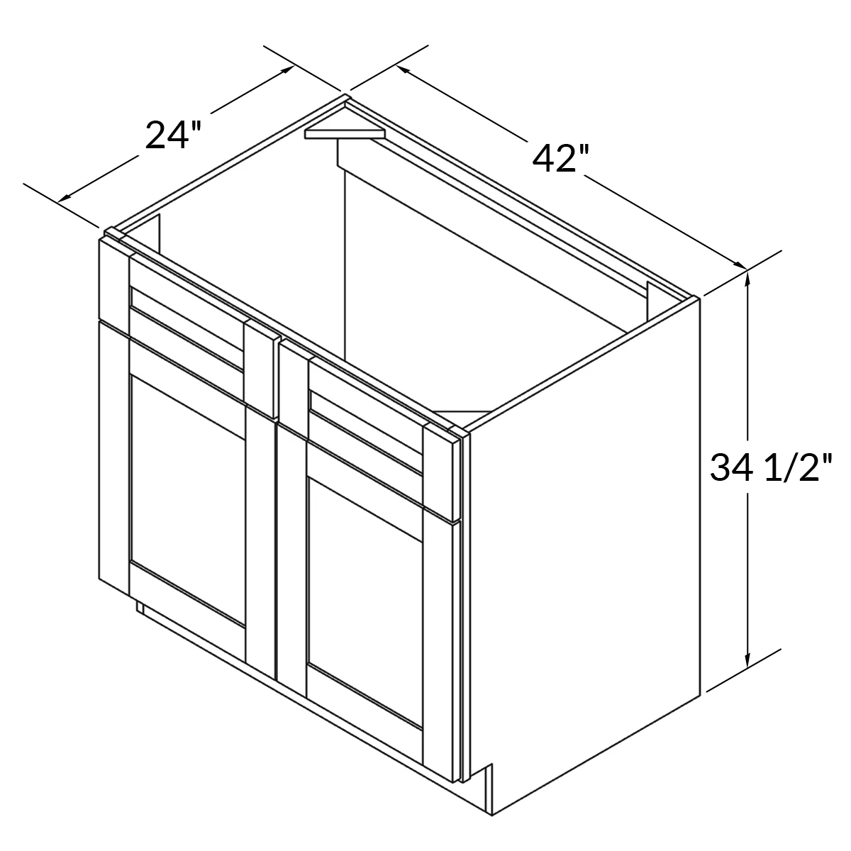 Sink Base Kitchen Cabinet SB42 Milan Slate 42 in. width 34.5 in. height 24 in. depth