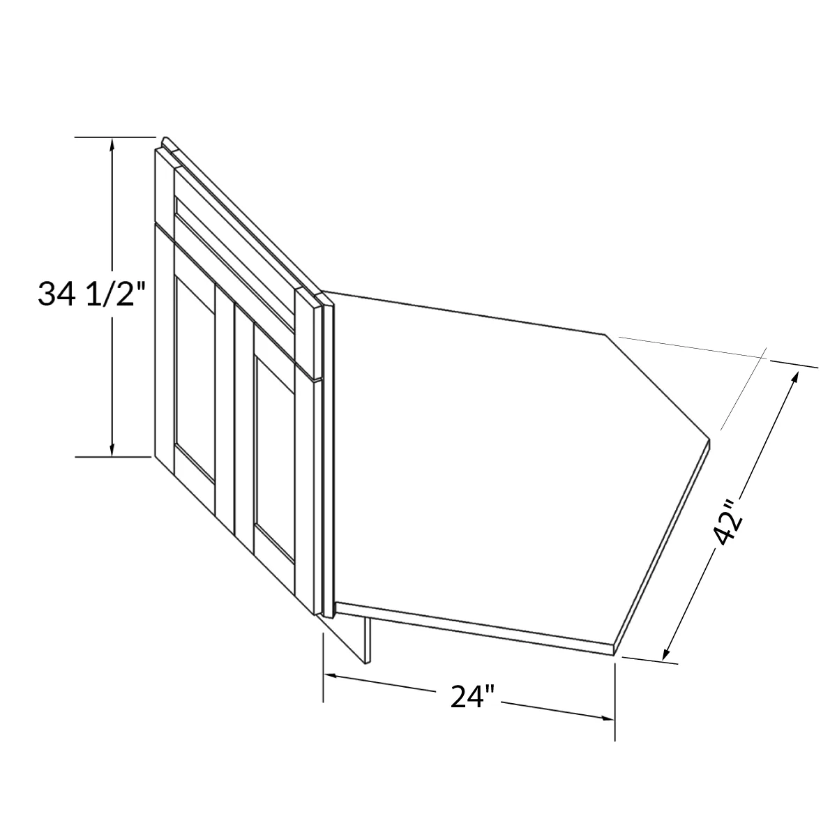 Sink Front Corner Base Kitchen Cabinet SFC42 Newport LessCare 34.5 in. height 42 in. depth