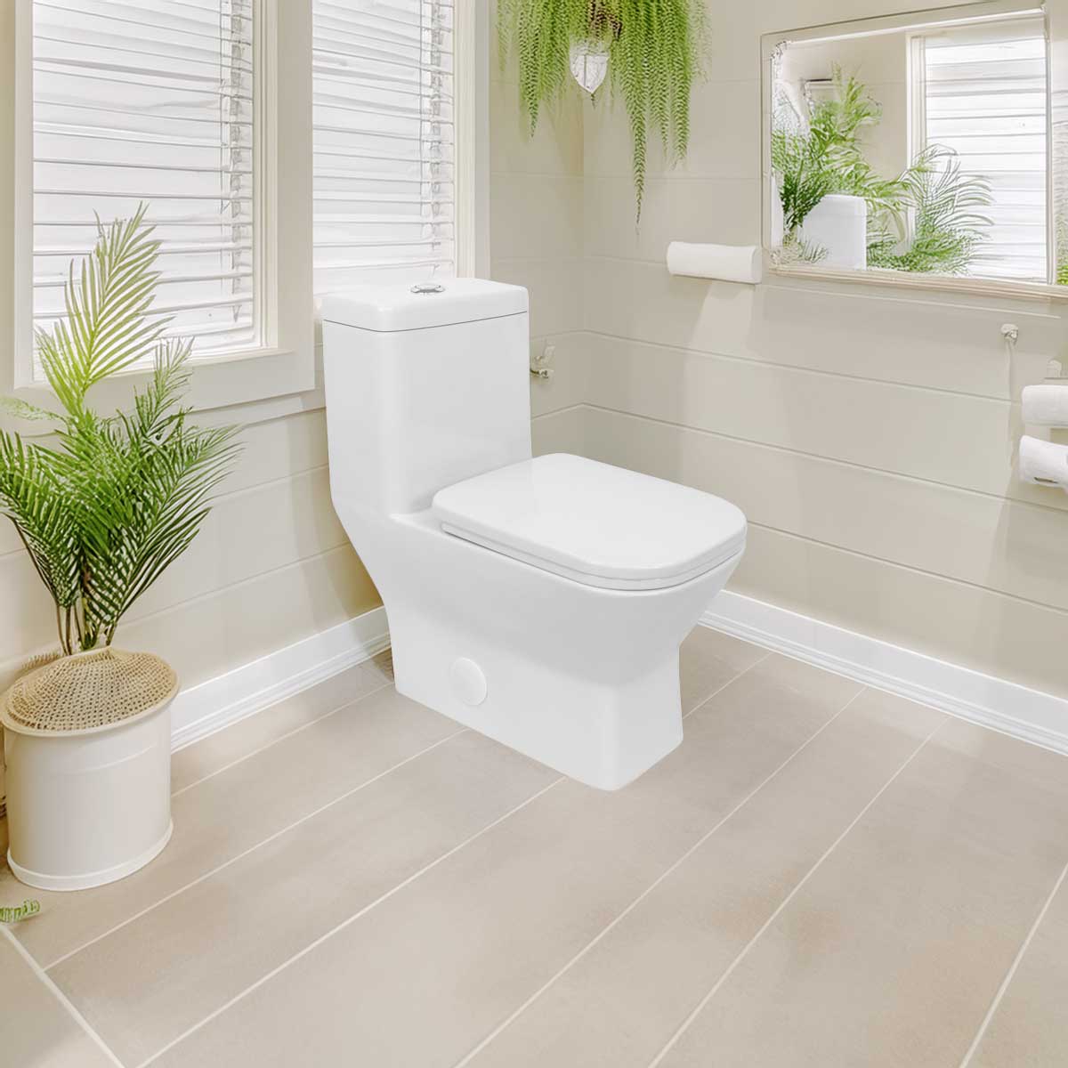 One-Piece 1.28 GPF Single Flush Elongated Toilet with Soft-Close Seat LT6 - Image 2