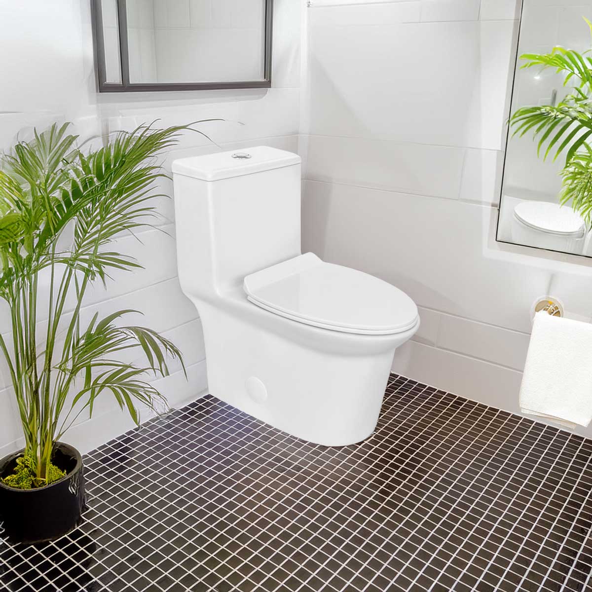 One-Piece 1.28 GPF Single Flush Elongated Toilet with Soft-Close Seat LT7 - Image 2