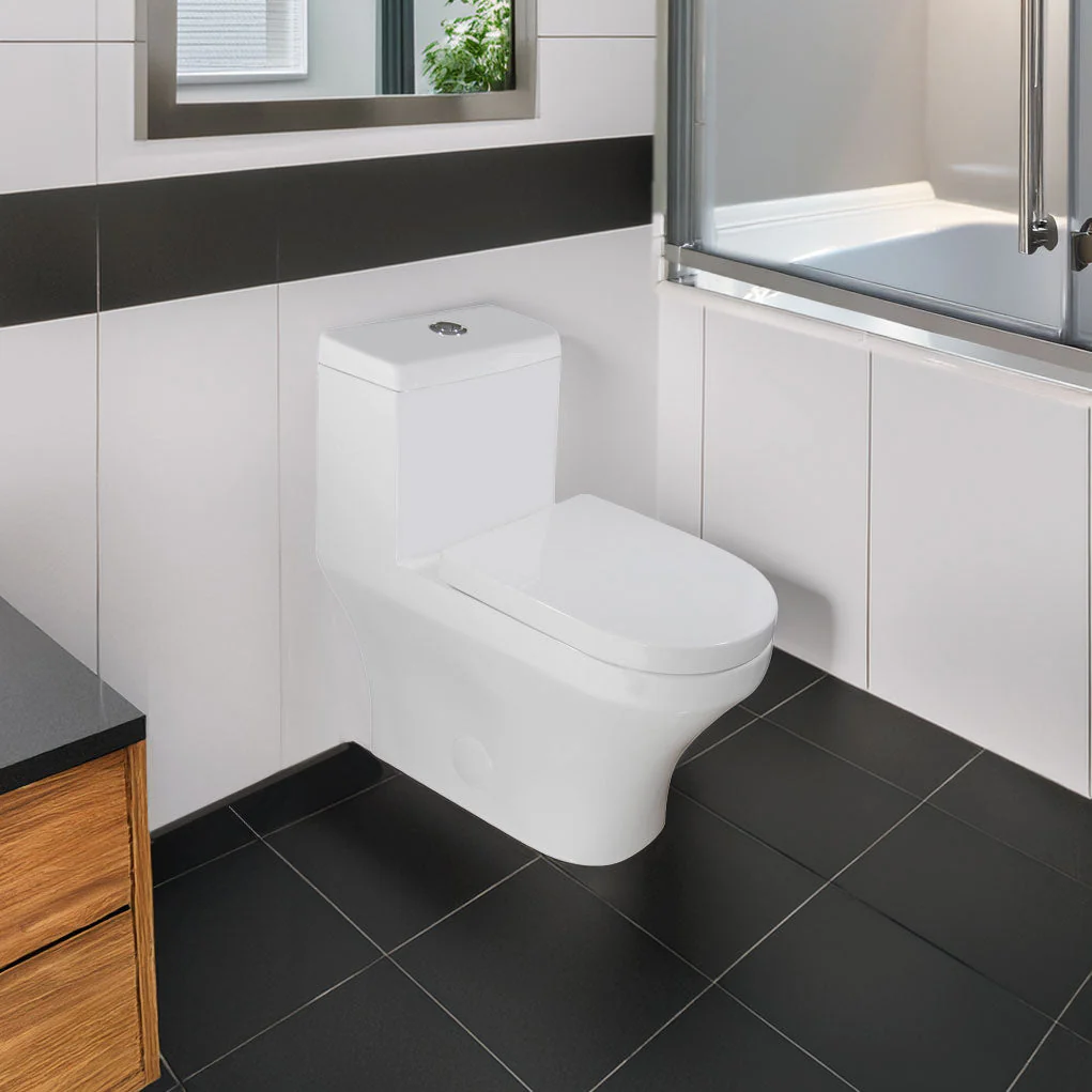 One-Piece 0.8/1.6 GPF Dual Flush Elongated Toilet with Soft-Close Seat LT8 - Image 2