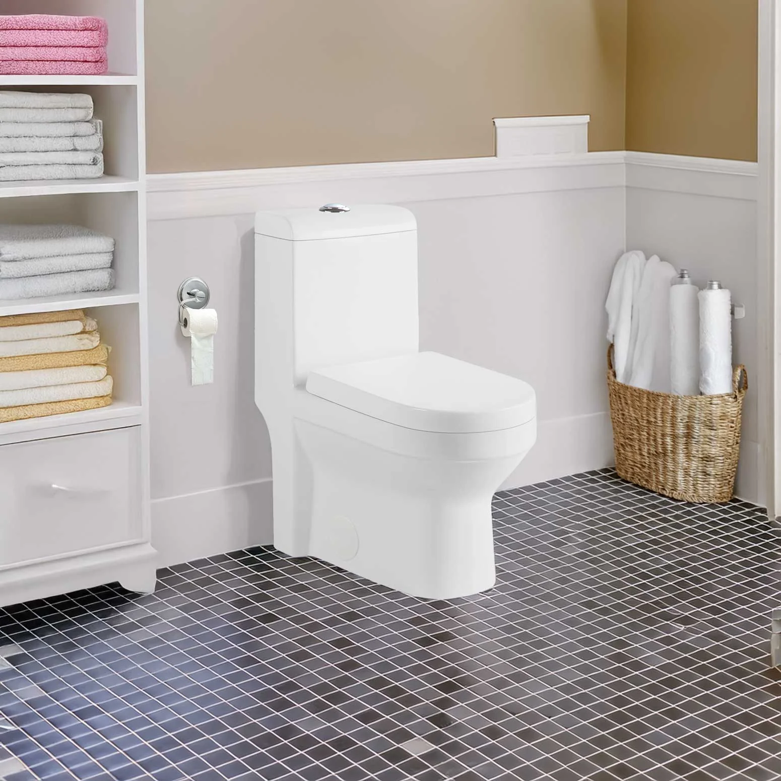 One-Piece 1.28 GPF Single Flush Elongated Toilet with Soft-Close Seat LT9 - Image 2