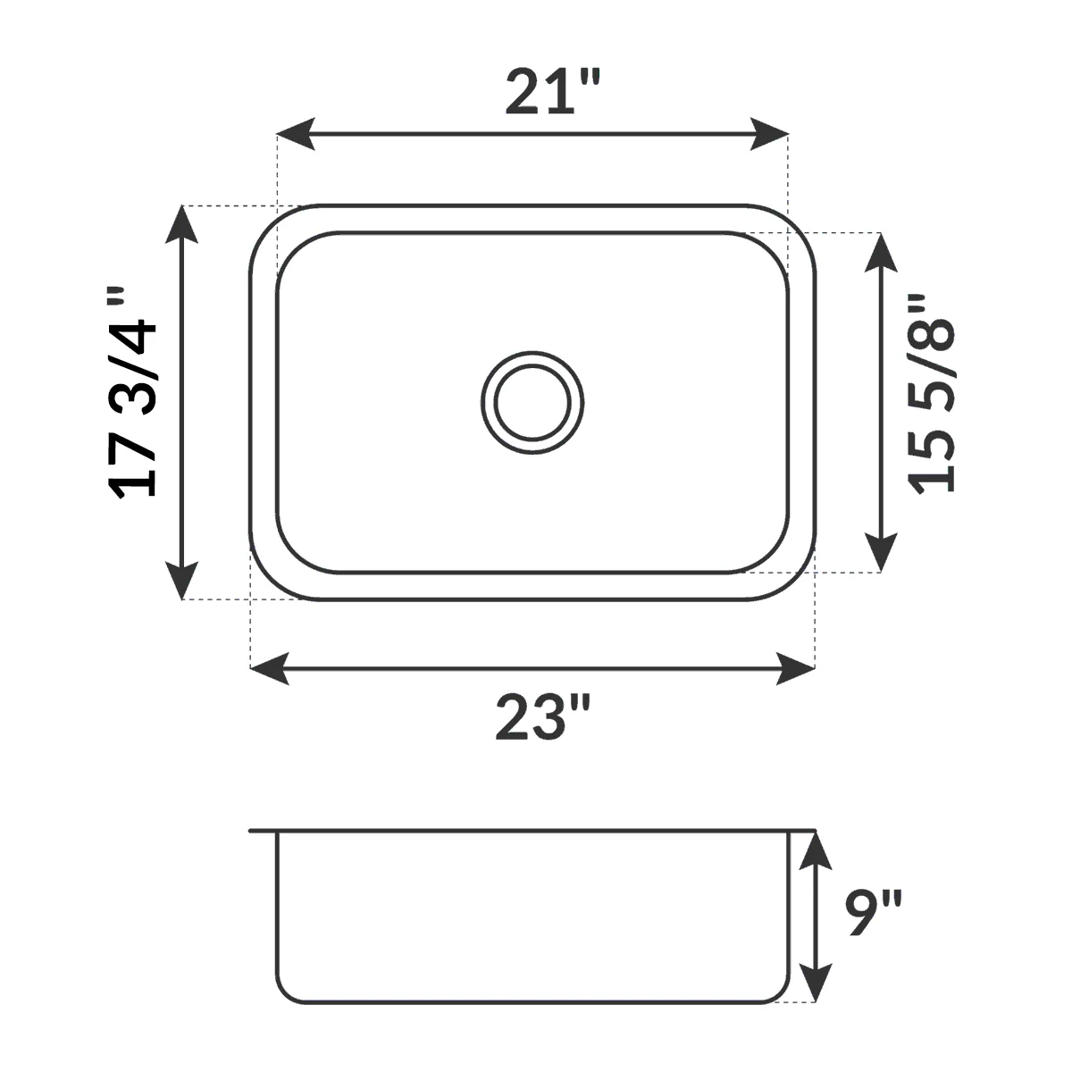 23 in Undermount 18-Gauge Durable Stainless Steel Single Bowl Kitchen Sink L108 - Image 4
