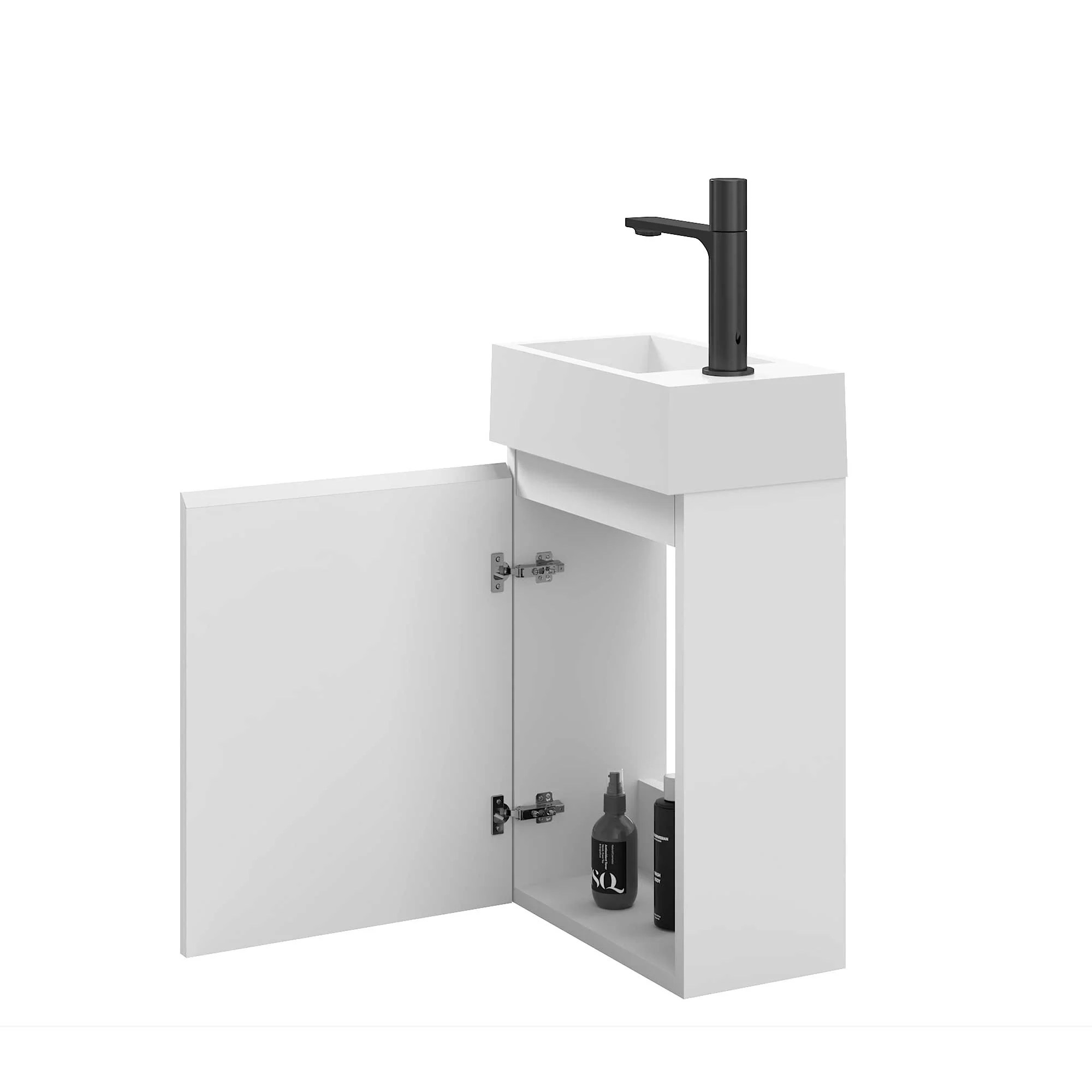 16" Wall Mount Single Bathroom Vanity in White with White Integrated Sink and Mirror - Image 2
