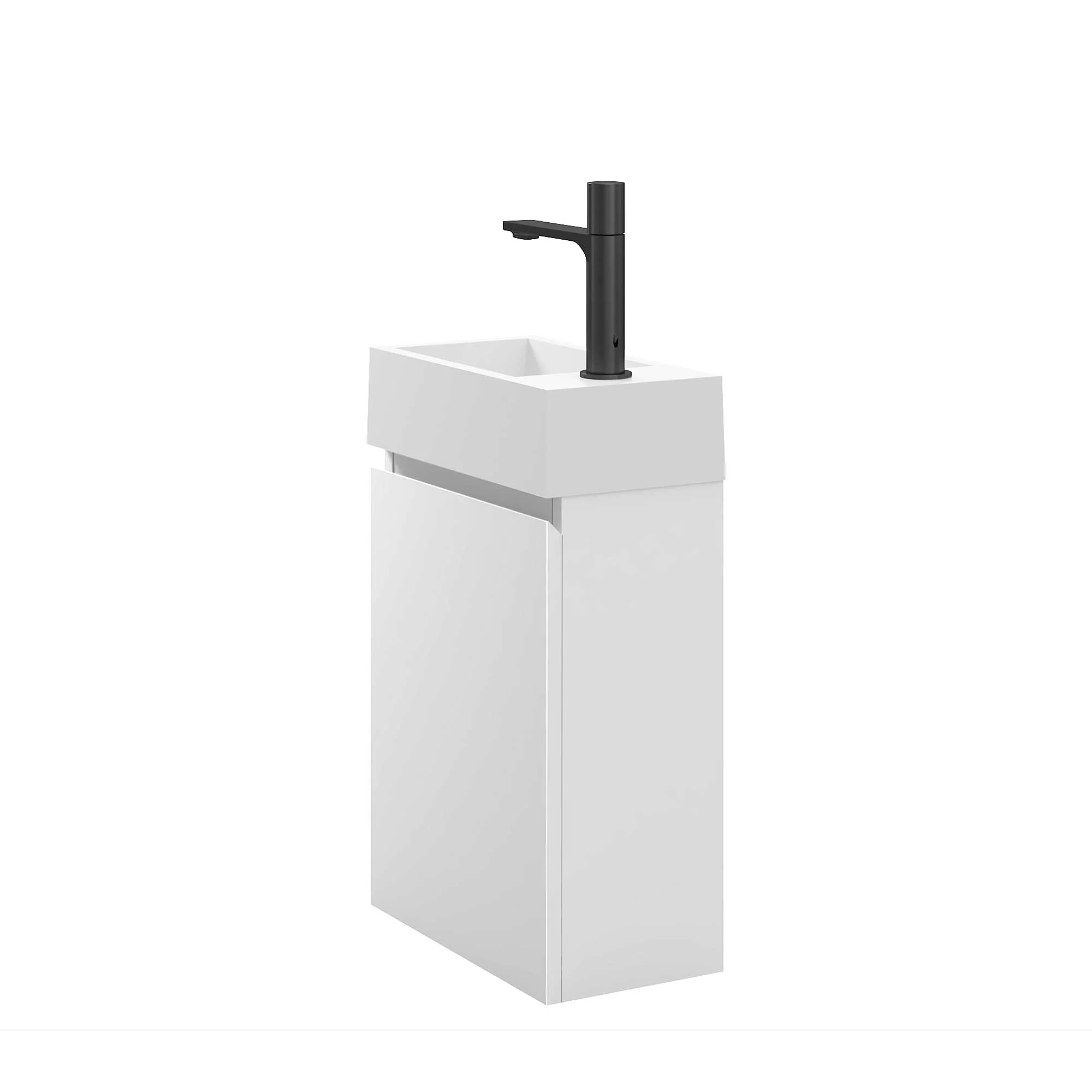 16" Wall Mount Single Bathroom Vanity in White with White Integrated Sink and Mirror - Image 4