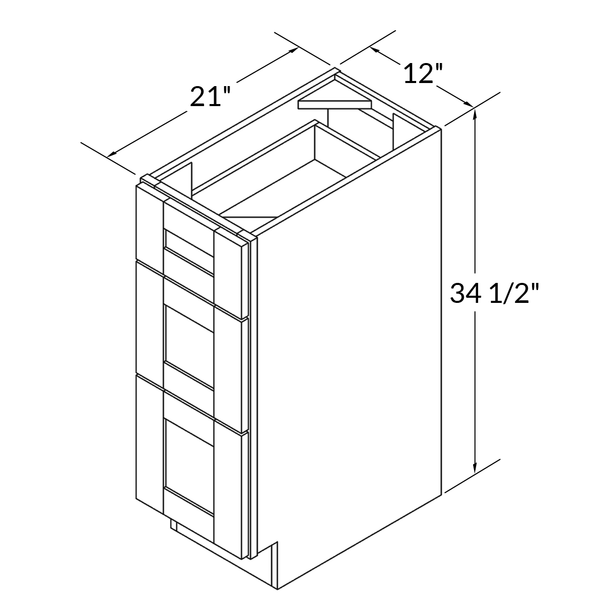 12" W x 34.5" H x 21" D Vanity Drawer Base Cabinet LessCare - Alpina White - Image 2