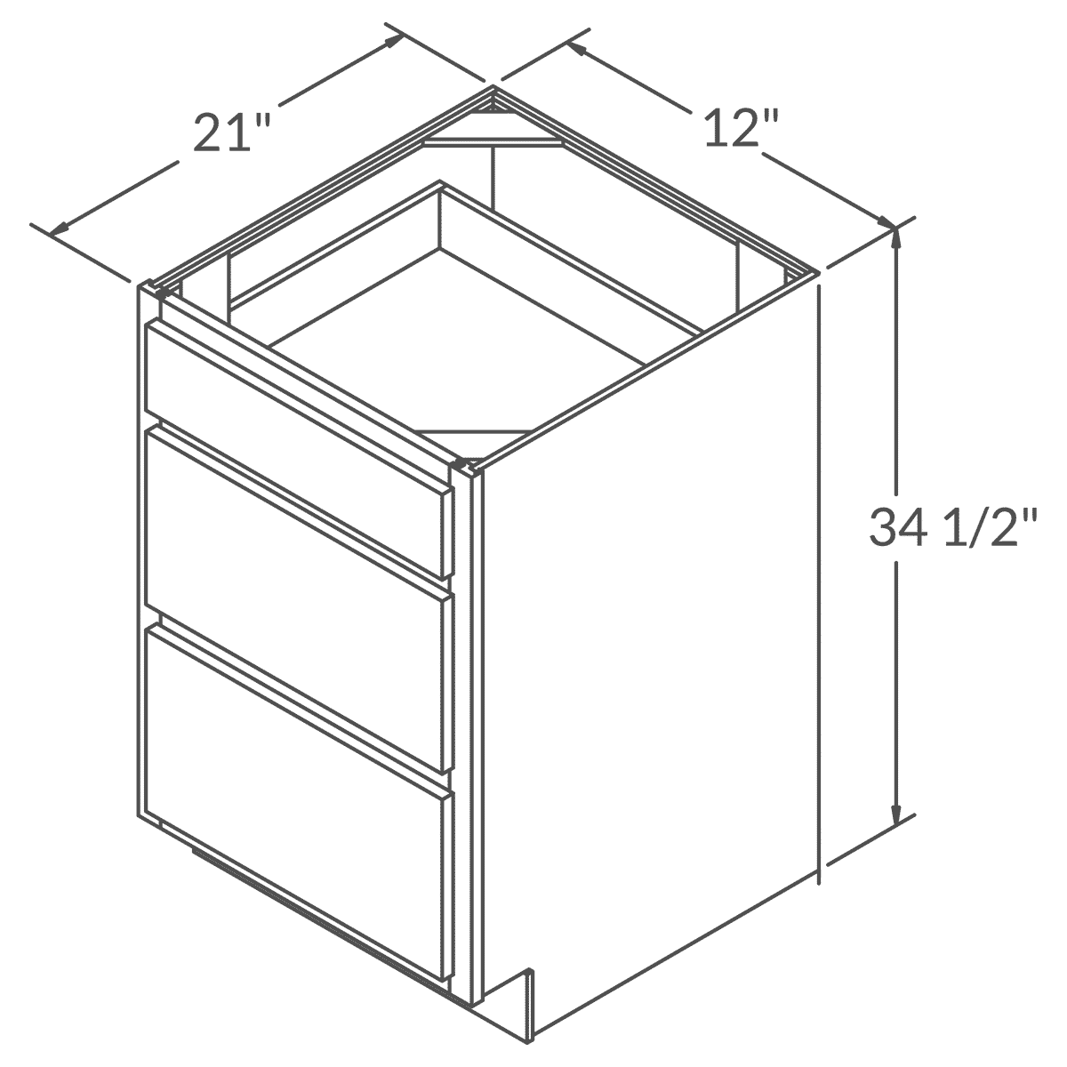 12 in W x 21 in D x 34.5 in H Vanity Sink Base Cabinet - Newport - Image 2