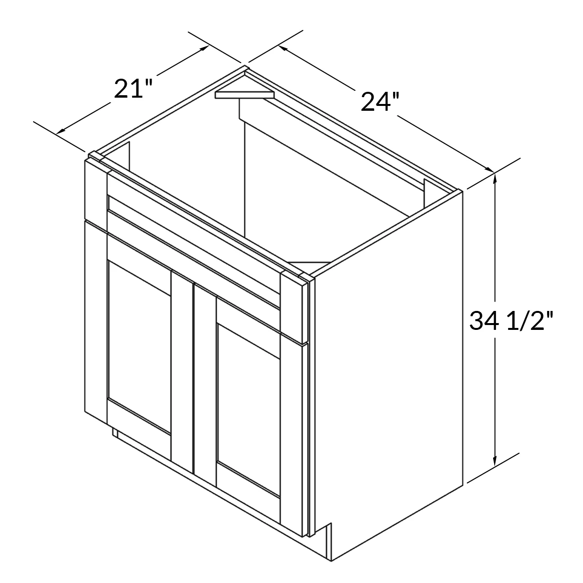 Vanity Sink Base Cabinet 24”W x 21”D x 34 1/2”H Milan Slate - Image 3