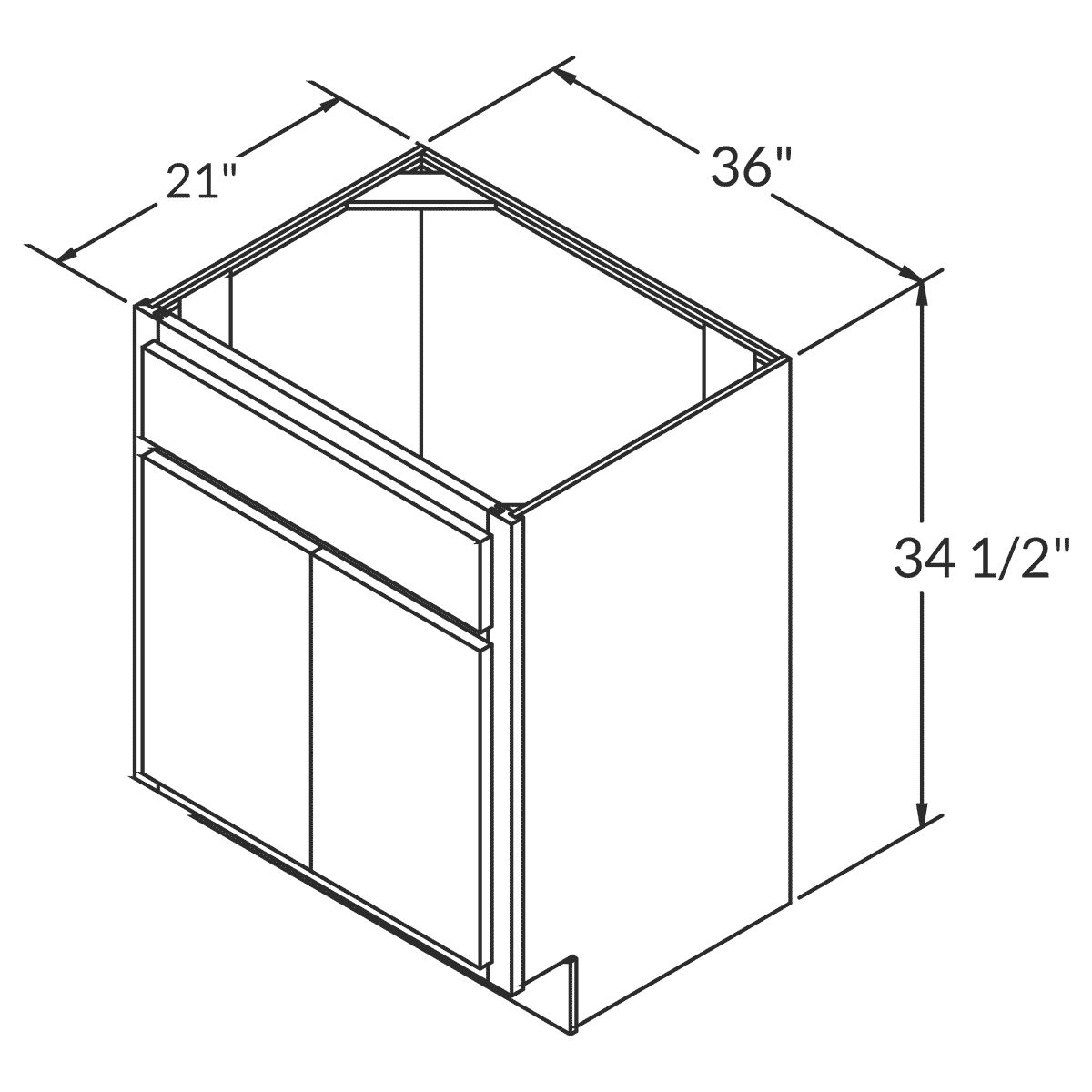 36 W x 21 D x 34.5 H Vanity Sink Base Cabinet - Newport - Image 3