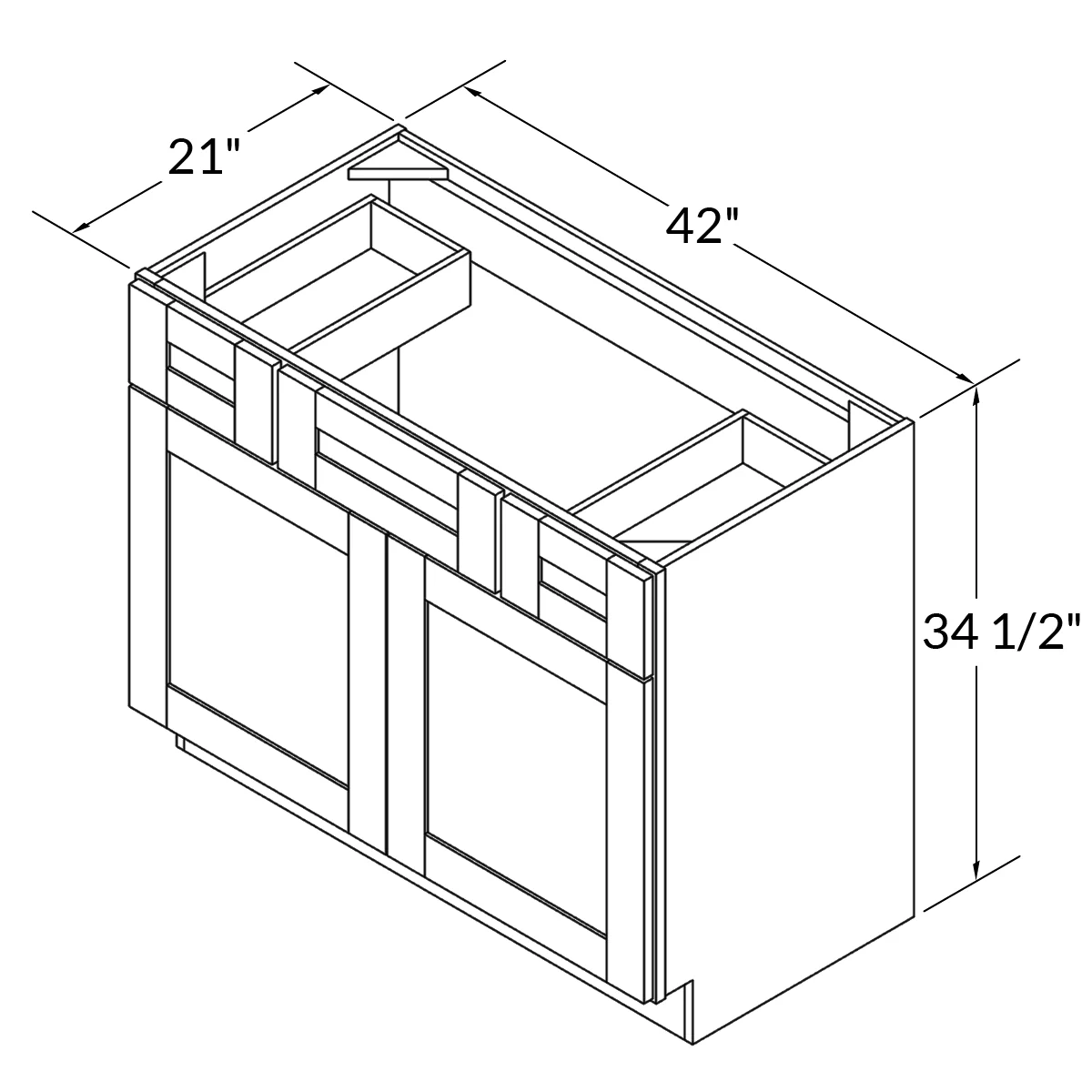 42 W x 21 D x 34.5 H Vanity Sink Base Cabinet - Alpina White - Image 3
