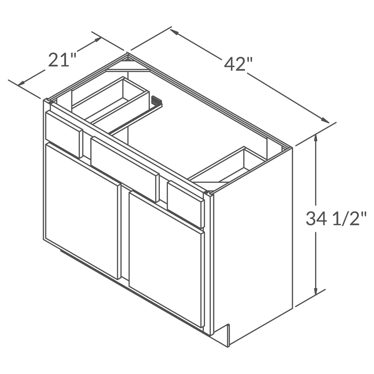 42 W x 21 D x 34.5 H Vanity Sink Base Cabinet - Newport - Image 3