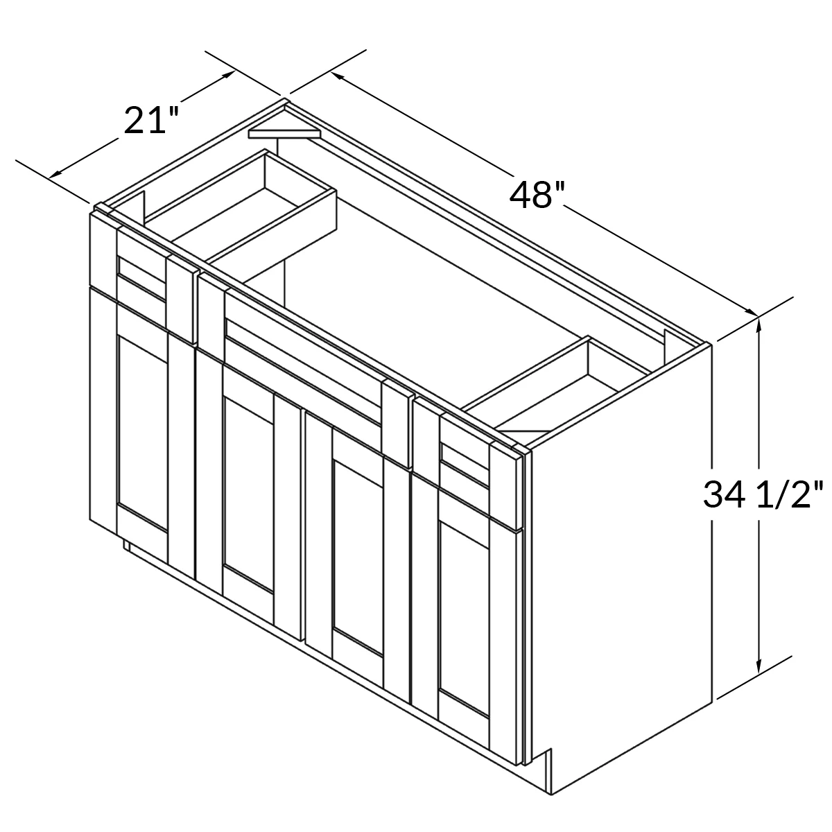 48 W x 21 D x 34.5 H Vanity Sink Base Cabinet - Colonial Gray - Image 3
