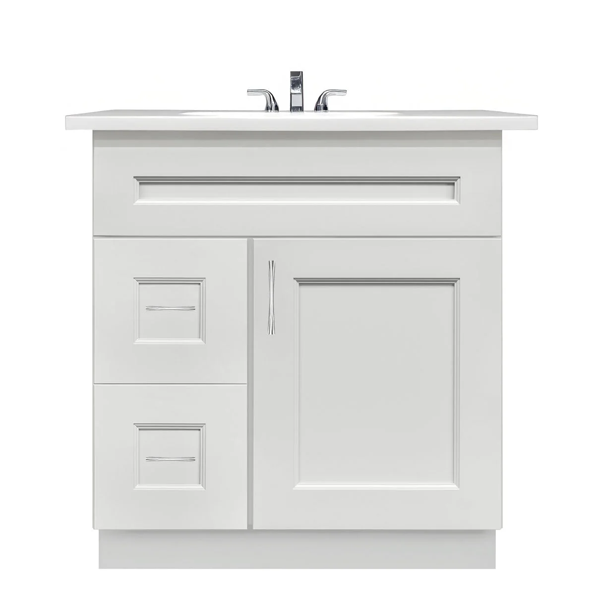 Vanity Sink Base Cabinet with Left Drawers 30 W x 21 D x 34 H - Milan Pearl