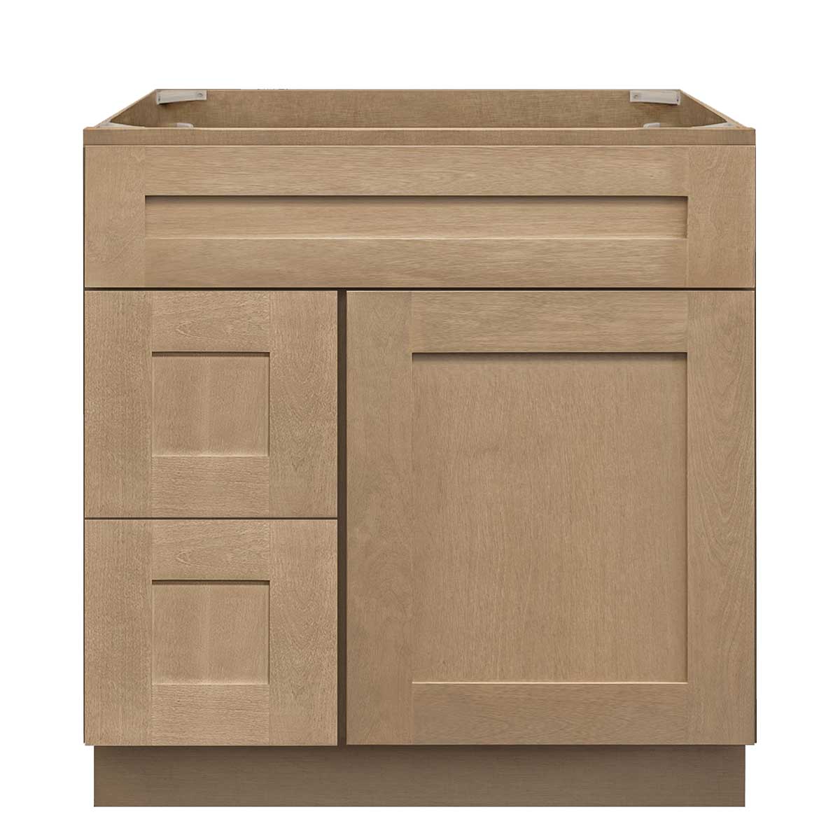 Vanity Sink Base Cabinet with Left Drawers 30 Inch Wide x 21 Inch Deep x 34 1/2 Inch High Shaker Toffee Series - Image 2