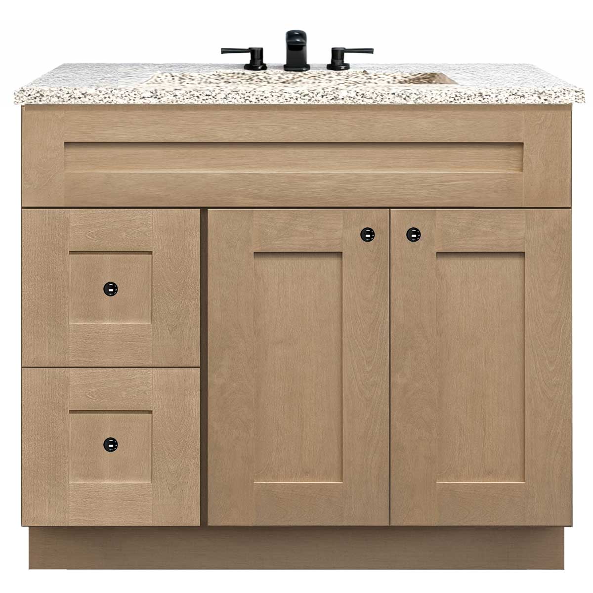 Vanity Sink Base Cabinet with Left Drawers 36 Inch Wide x 21 Inch Deep x 34 1/2 Inch High Shaker Toffee Series