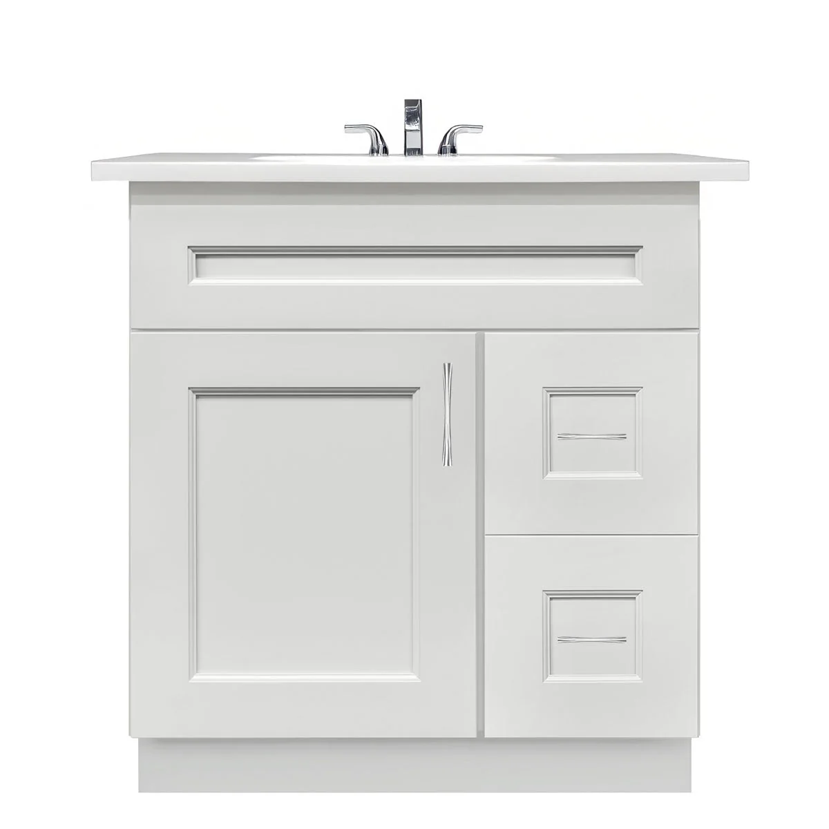 Vanity Sink Base Cabinet with Right Drawers 30 W x 21 D x 34 H - Milan Pearl