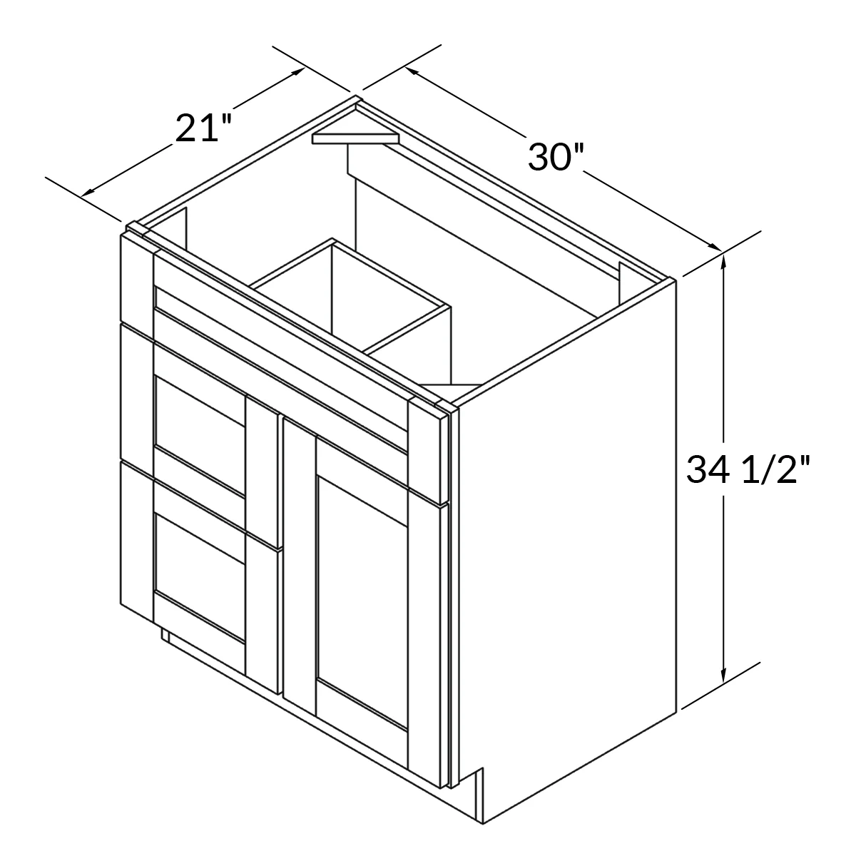 30 W x 21 D x 34.5 H Vanity Sink Base Cabinet - Alpina White - Image 3