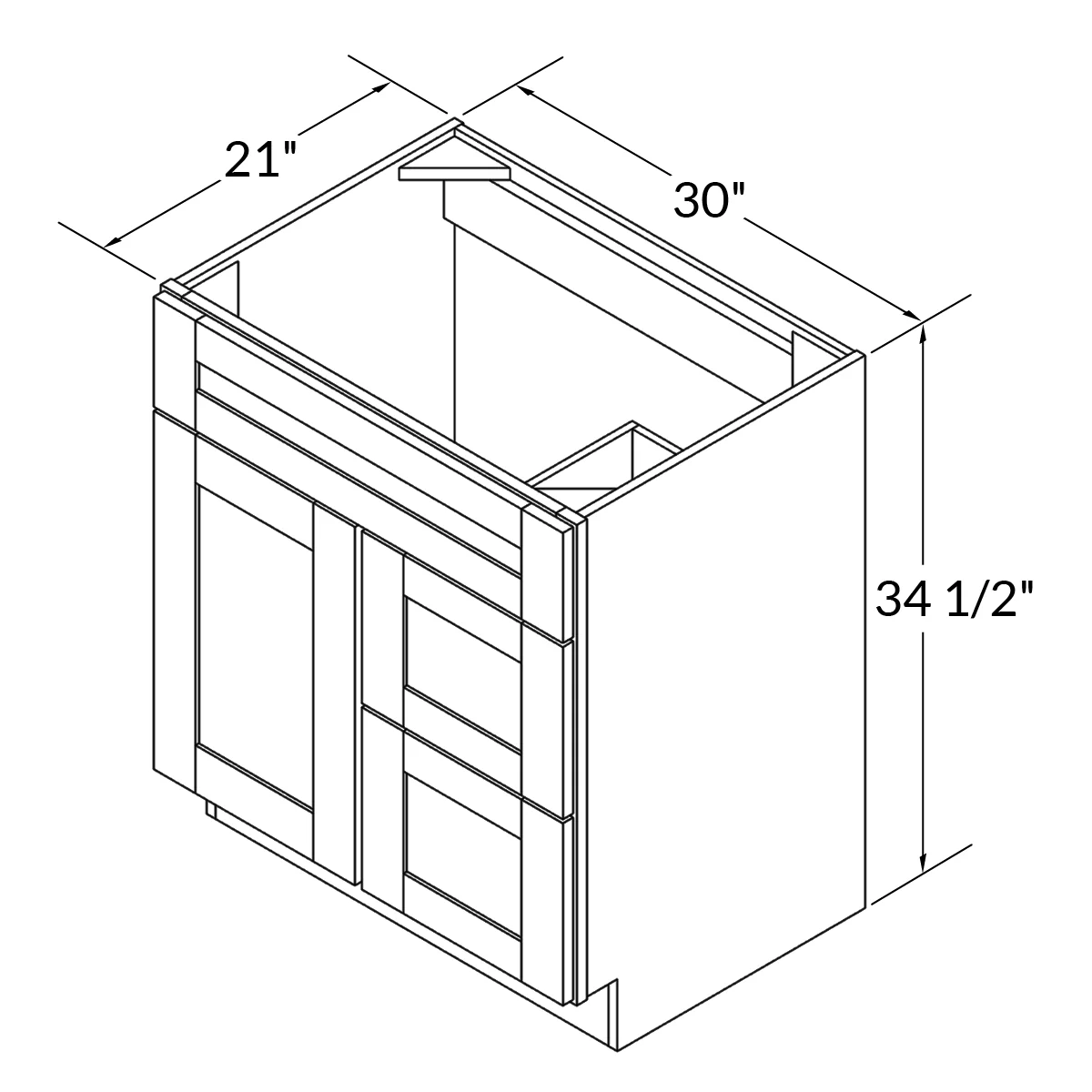 Vanity Sink Base Cabinet with Right Drawers 30 Inch Wide x 21 Inch Deep x 34 1/2 Inch High Danbury Blue Series - Image 3