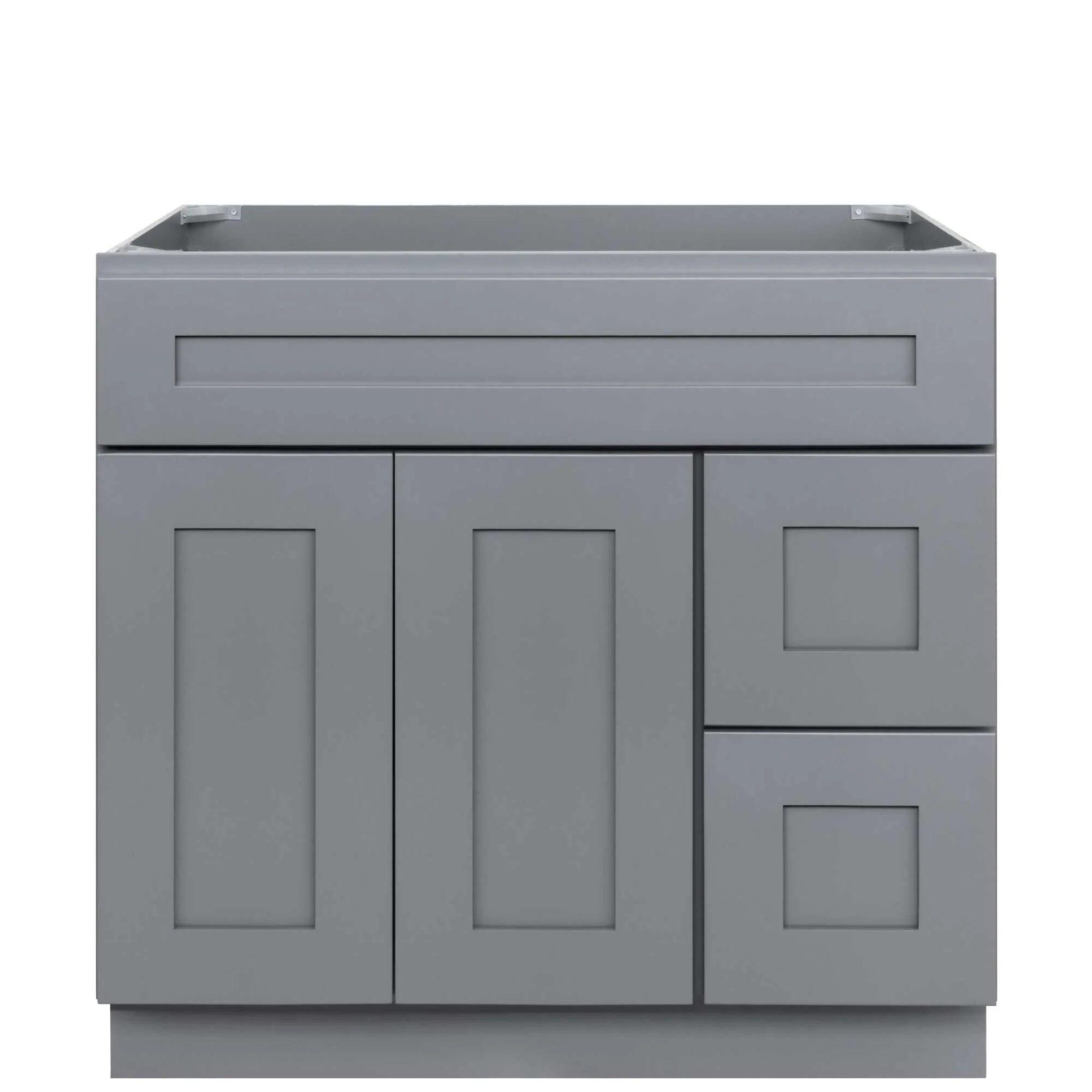 36 W x 21 D x 34.5 H Vanity Sink Base Cabinet with Right Drawers - Colonial Gray - Image 2