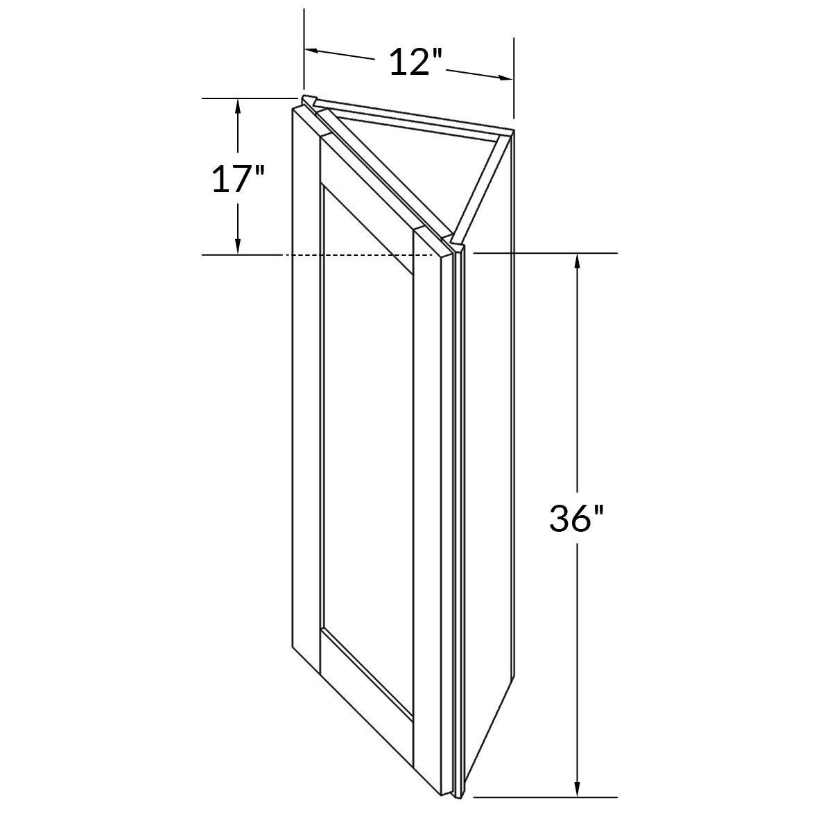 Wall End Kitchen Cabinet WEC1236 Newport LessCare 12 in. width 36 in. height 12 in. depth