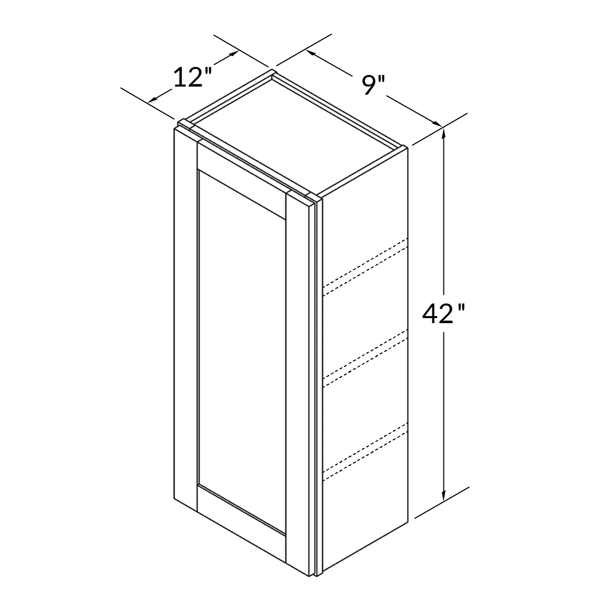 Wall Kitchen Cabinet W0942 Newport LessCare 9 in. width 42 in. height 12 in. depth