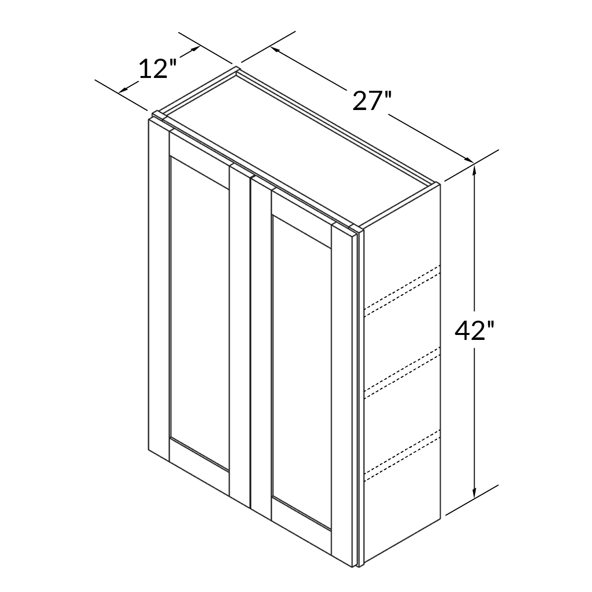 Wall Kitchen Cabinet W2742 Milan Pearl 27 in. width 42 in. height 12 in. depth