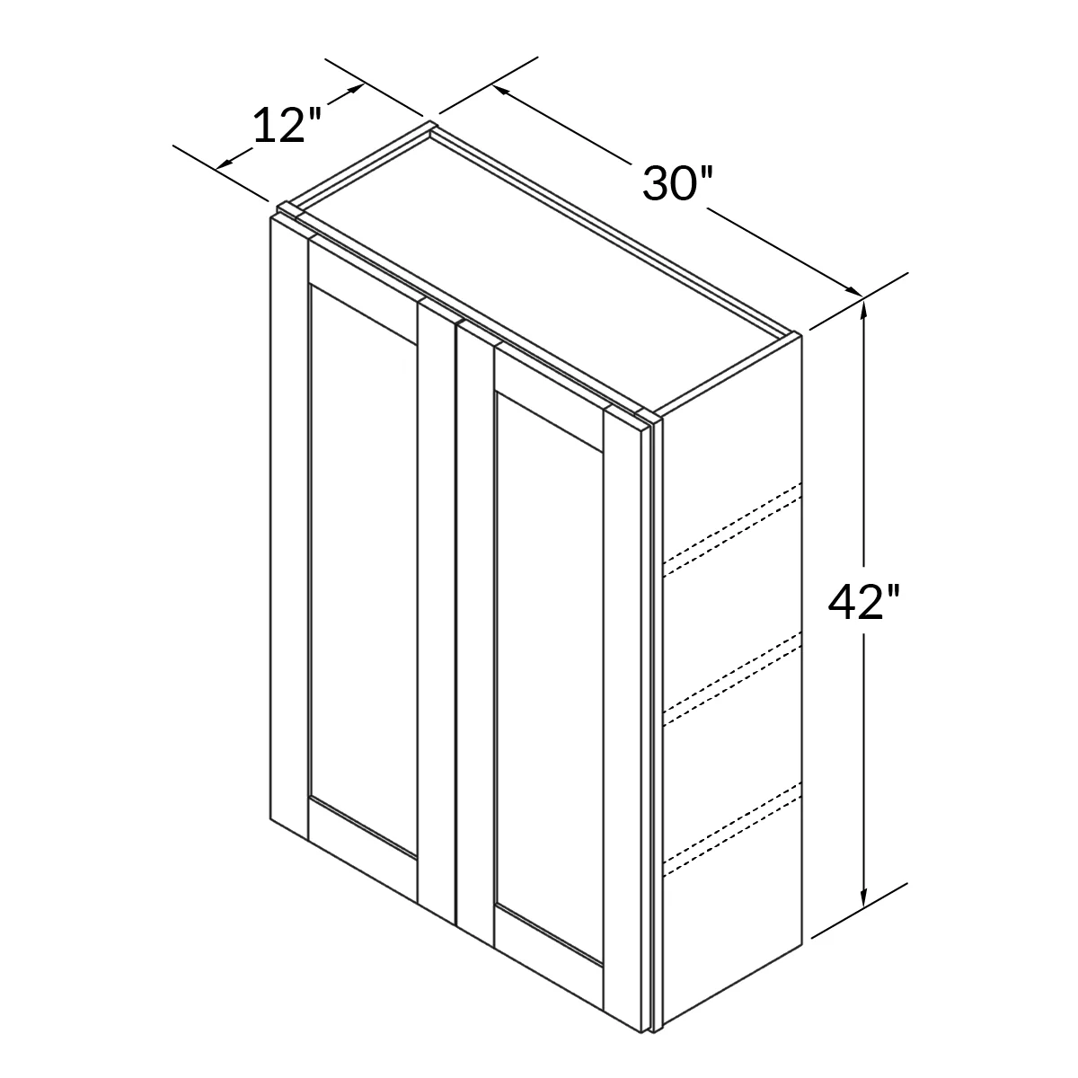 Wall Kitchen Cabinet W3042 Newport LessCare 30 in. width 42 in. height 12 in. depth