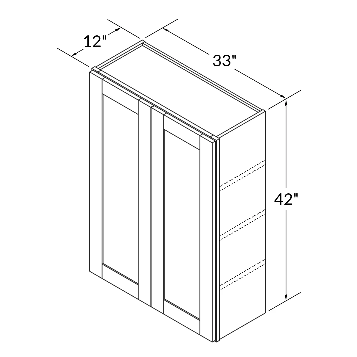 Wall Kitchen Cabinet W3342 Newport LessCare 33 in. width 42 in. height 12 in. depth