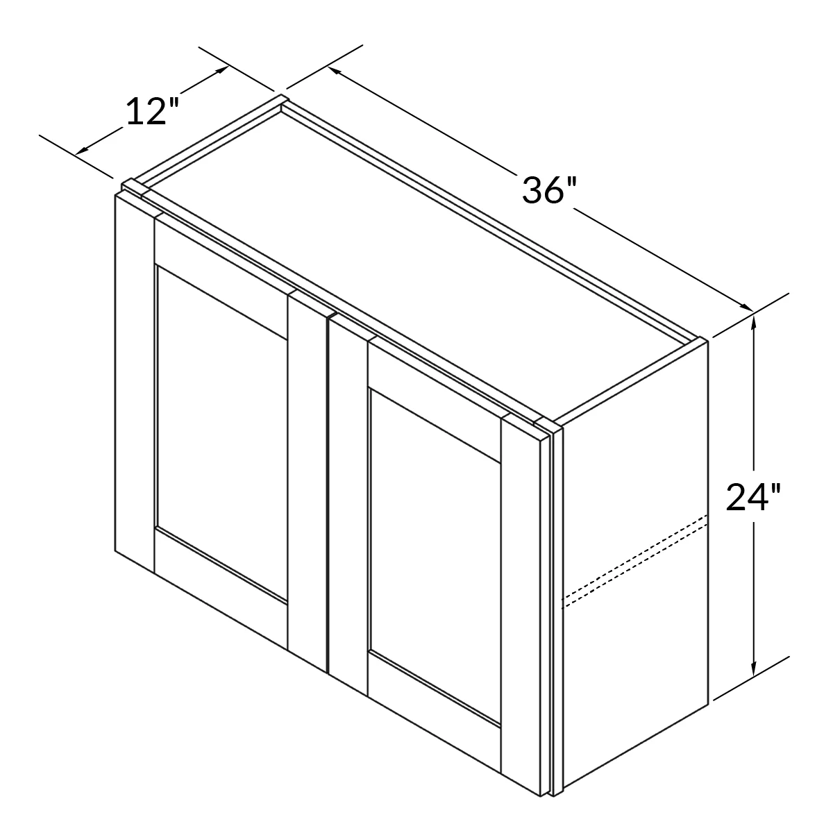 Wall Kitchen Cabinet W3624 Milan Slate 36 in. width 24 in. height 12 in. depth