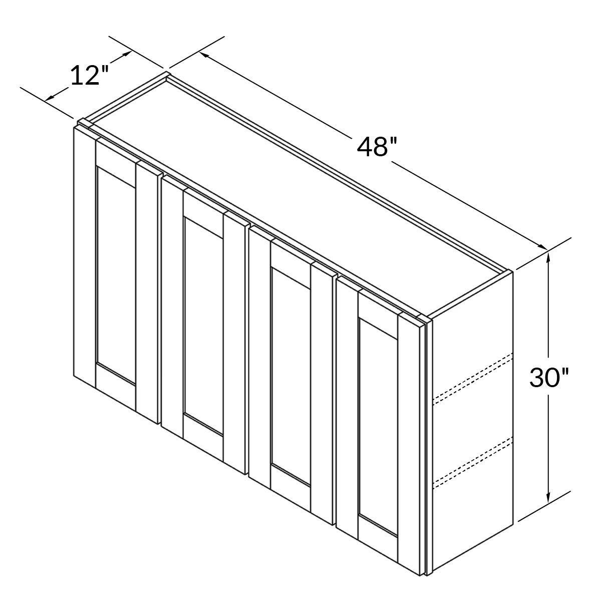 Wall Kitchen Cabinet W4830 Milan Slate 48 in. width 30 in. height 12 in. depth
