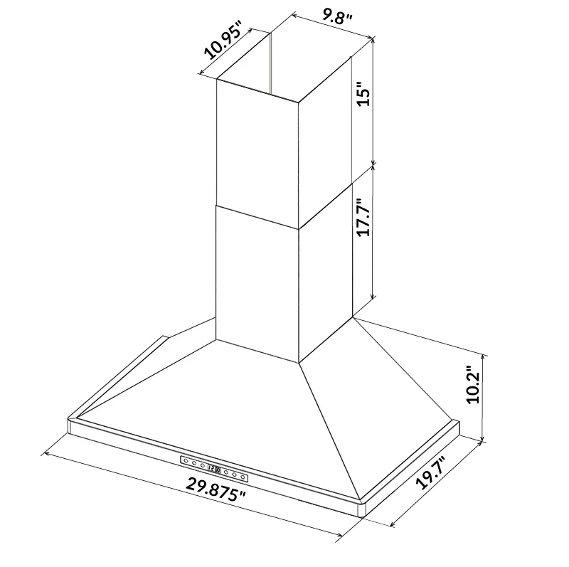 30" Wall Mount Pyramid Range Hood LH3-30 with LED - Image 3